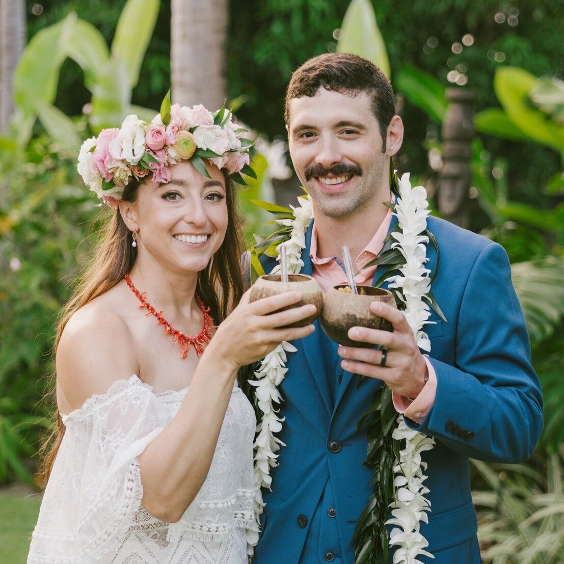 Embracing love in every sip, sharing a coconut cup cheers with your better half. Here's to love, and to a lifetime of adventures together! 🥥💖 

Congratulations Emily &amp; Alex!!

Photo: @_emilychoy 
Venue: @maleanagardenskailua 
Music: @jeremyhiro