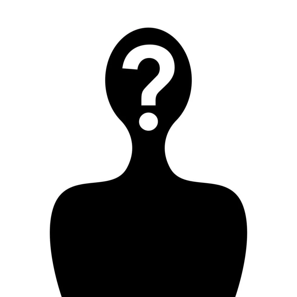 Silhouette of a person with a question mark in place of their face.