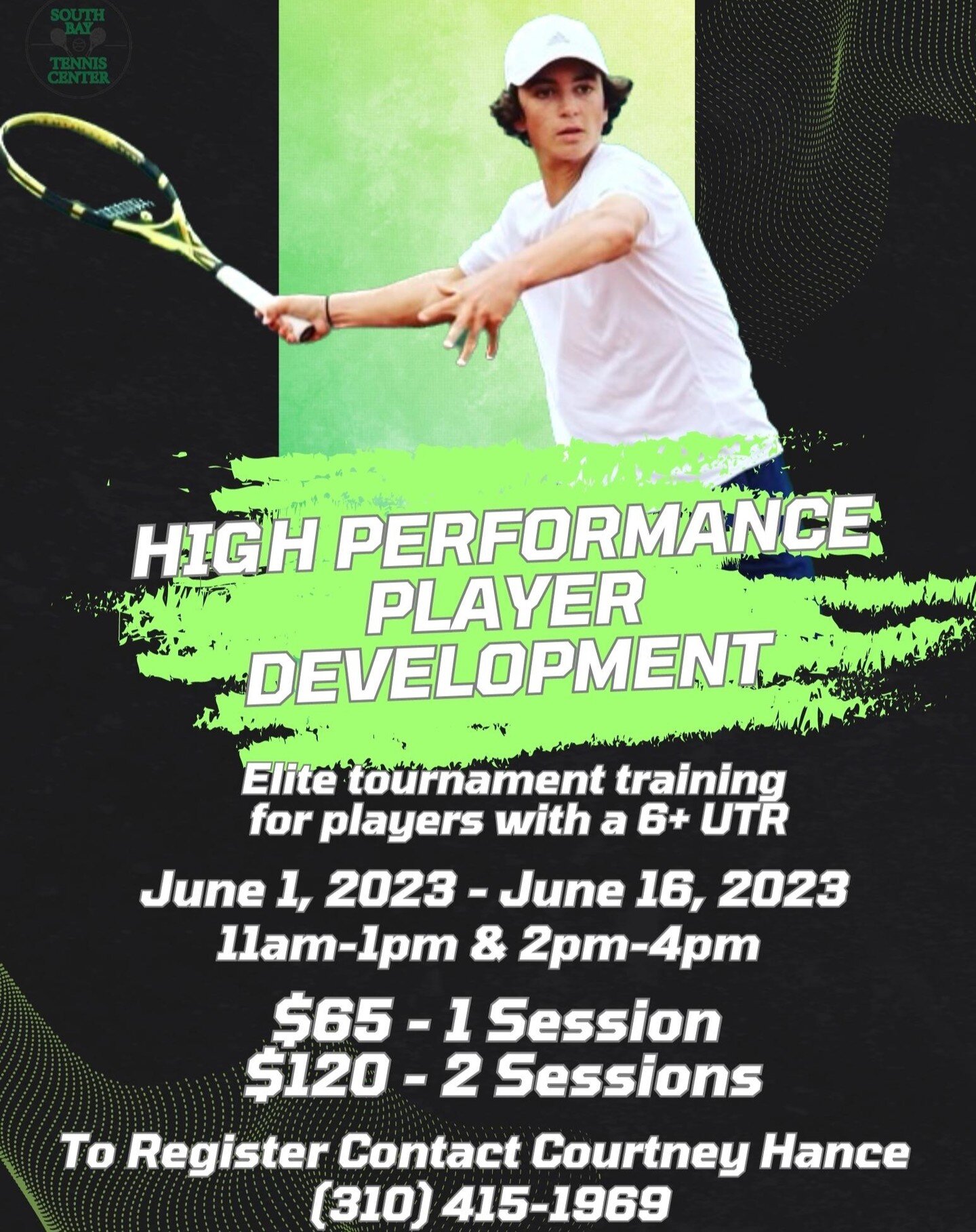 Calling all high-level tennis players! 🎾🔥 Get ready for an intense summer training camp designed for players with a UTR of 6 or higher. Join us from June 1st to June 16th for 2 weeks of non-stop action! 🏆💪

Our daily schedule includes 2 sessions: