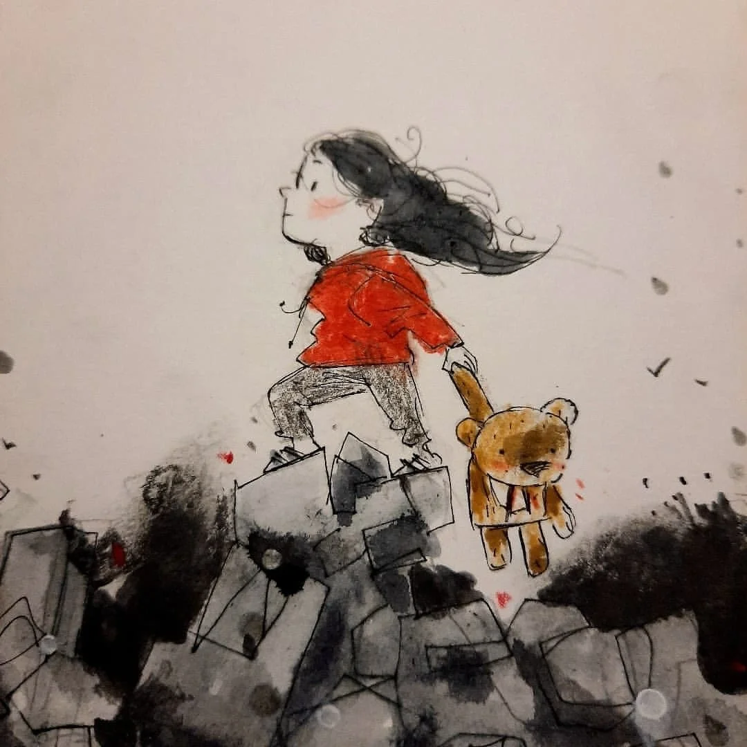 &bull; @metahatem Day 11 of #Peacetober: Bear

A child, a bear.

#peacetober #octoberartchallenge &nbsp;#octoberchallenge &nbsp;#artnotwar #bear #inktober #coffeesforgaza #ink