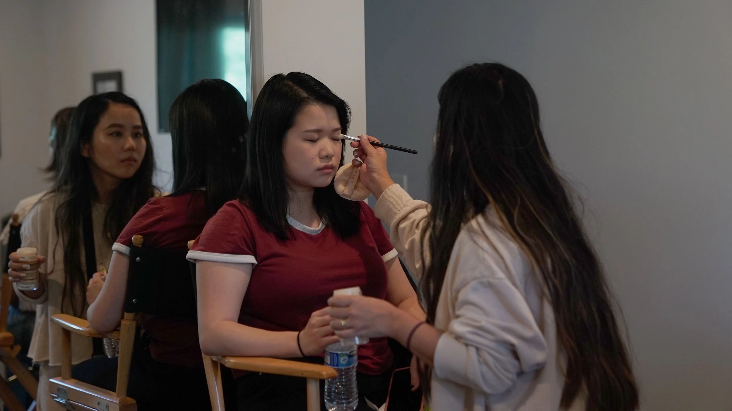 Lead Talent in make-up chair