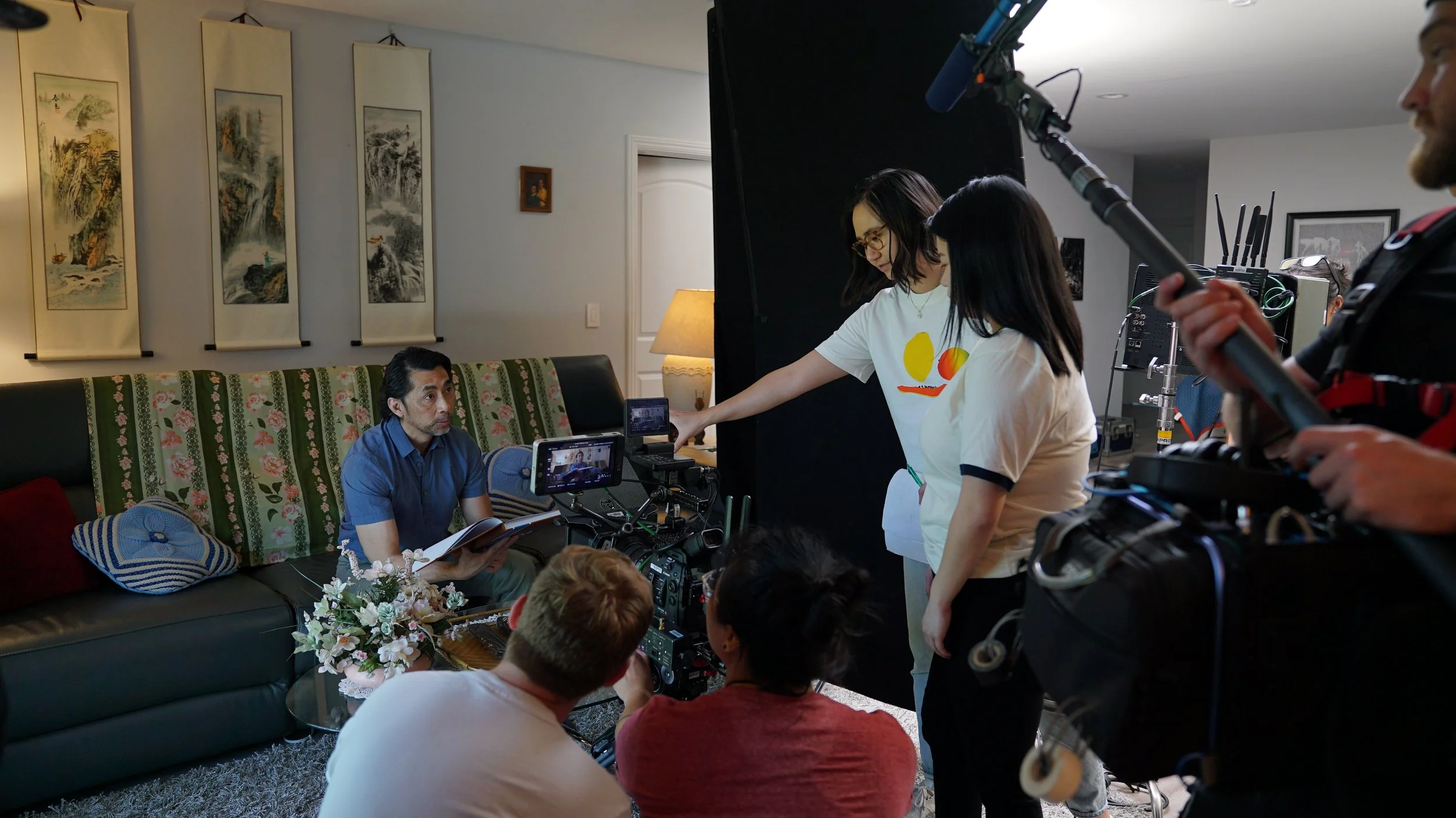 Director on set with talent