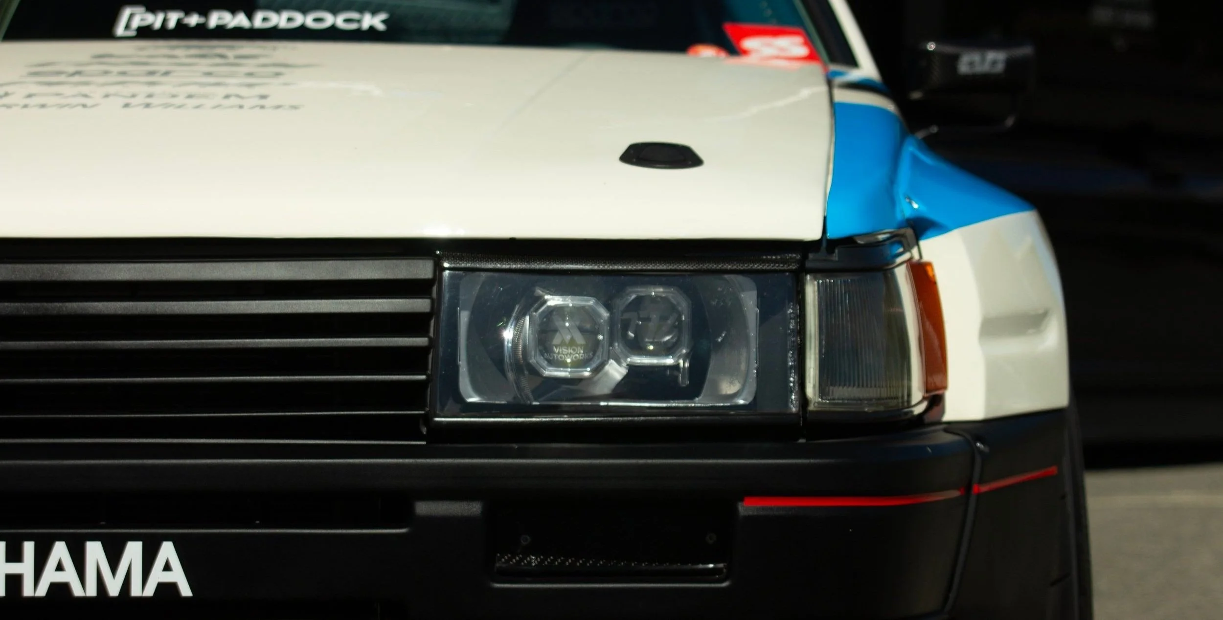 Racecar grill close up before edits are applied