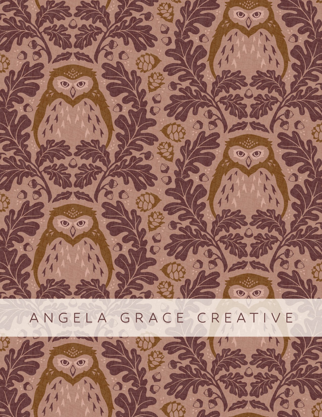 Woodland Owls Damask - C2