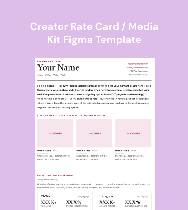 Creator Rate Card / Media Kit Template