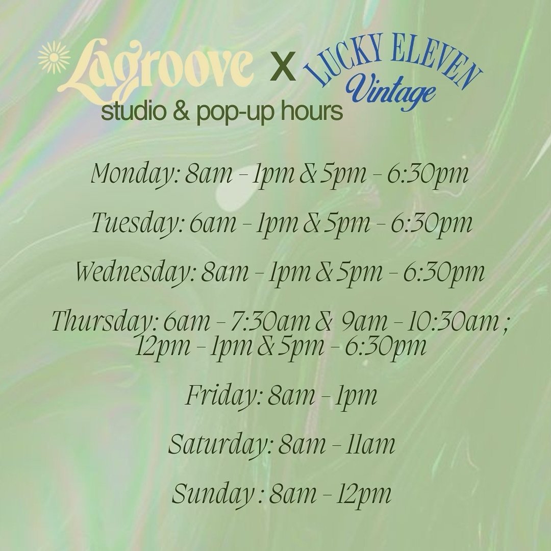 PSA: we are open 7 days a week which means there are plenty of opps to come get your groove on and/or shop our exclusive, perfectly curated, groovy AF @luckyelevenvintage collection! Peep our hours of operation and come see us! We have changing rooms