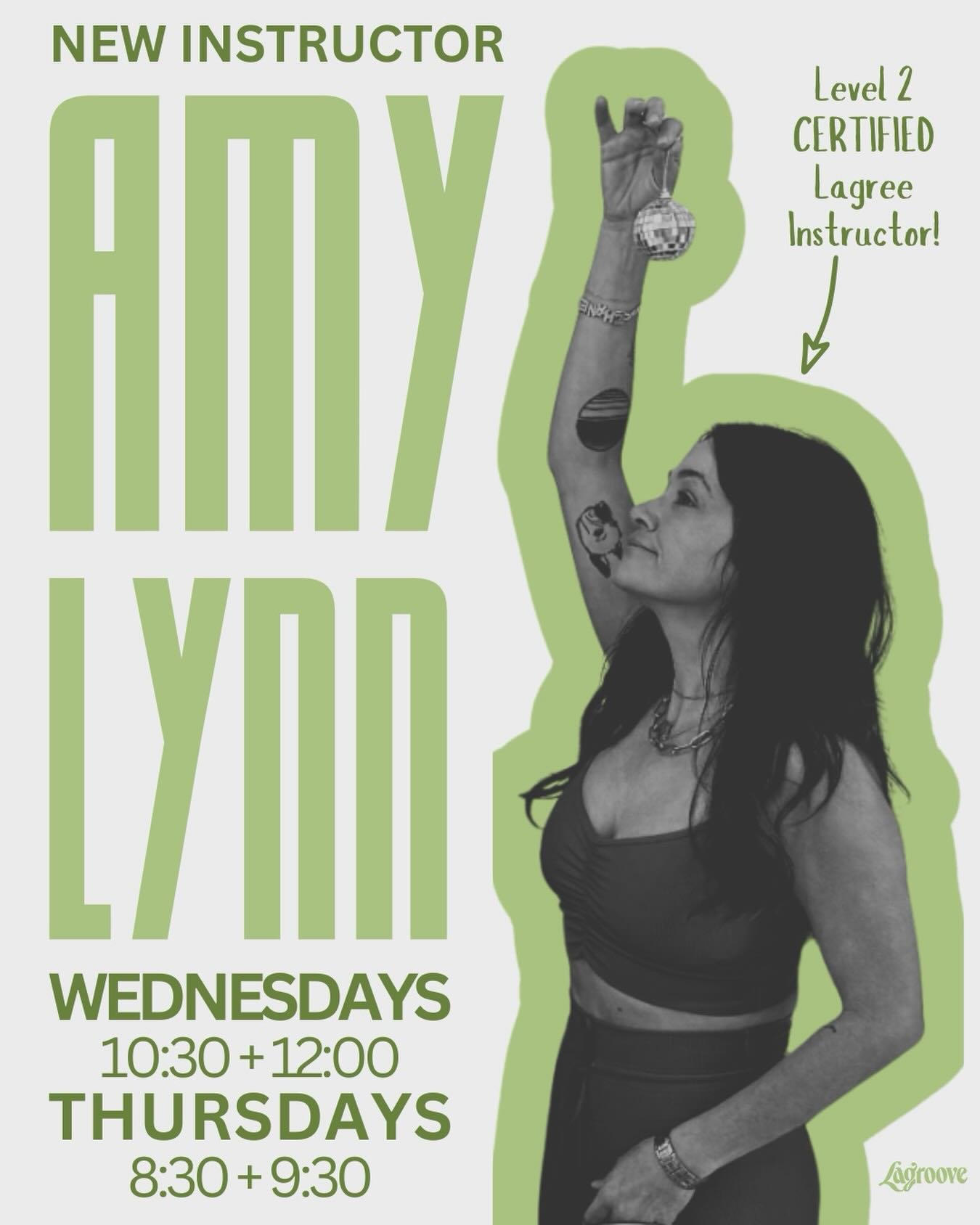 Long overdue but we&rsquo;re stoked to announce Amy is back on the Lagroove crew 🔥 Level 2 Certified Lagree Instructor serving the best tunes, creative routines, and endless shakes every time. Come take her class and see for yourself! 😮&zwj;💨💚