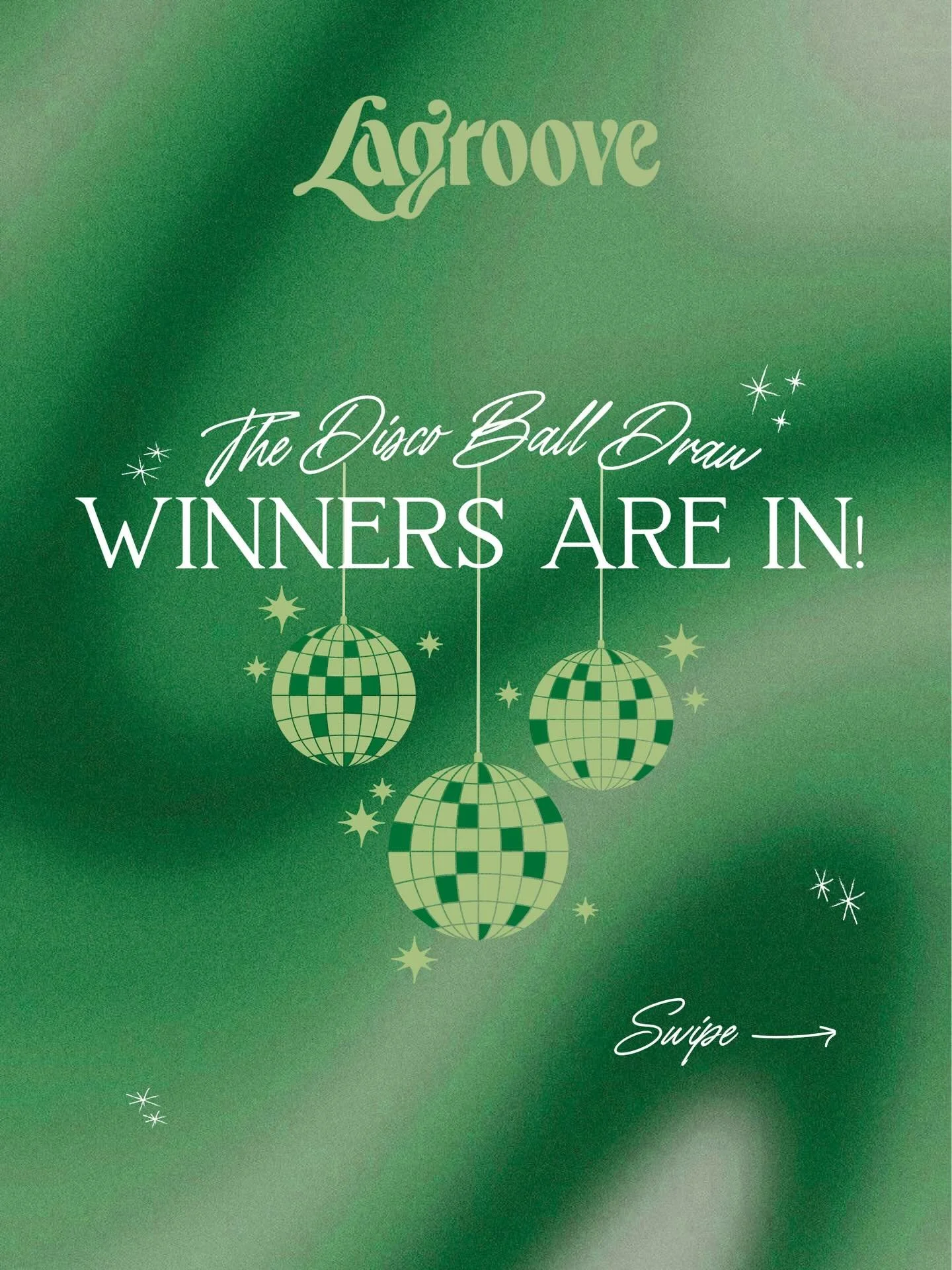 The Disco Ball Draw winners are IN 🪩✨
Thank you to everyone who entered our holiday contest - this one was extra fun 💚
Swipe to slide 3 for the cutest drawing ever&hellip; our Lagroove mascot took his job very seriously!

Congratulations! 
@jennife