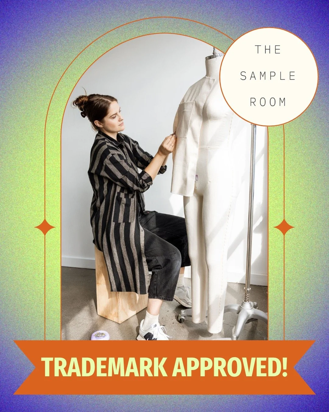 @thesampleroom_ trademark was approved! 🎉 The Sample Room was born from an idea that sustainability within apparel shouldn't solely rely on cutting consumption or using recycled polyester. They offer new and upcycled clothing and sewing patterns tha