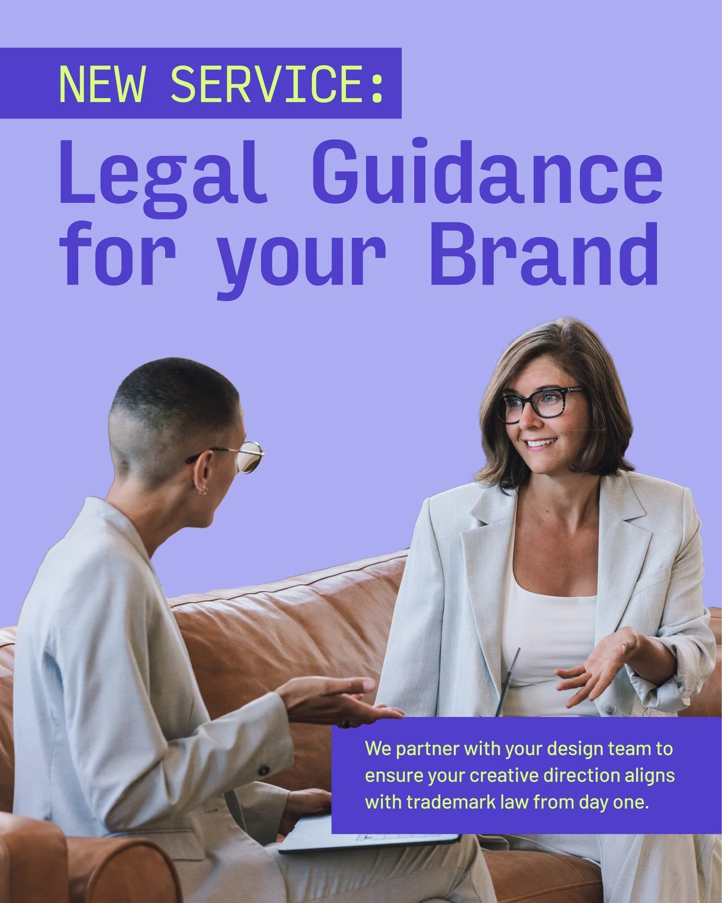 Introducing our newest legal service: Legal Guidance for your Brand Design

Your brand identity should inspire, not stress you! But too often, a stunning name or logo hits a legal wall because no one checked trademark risks early in the process.

We 