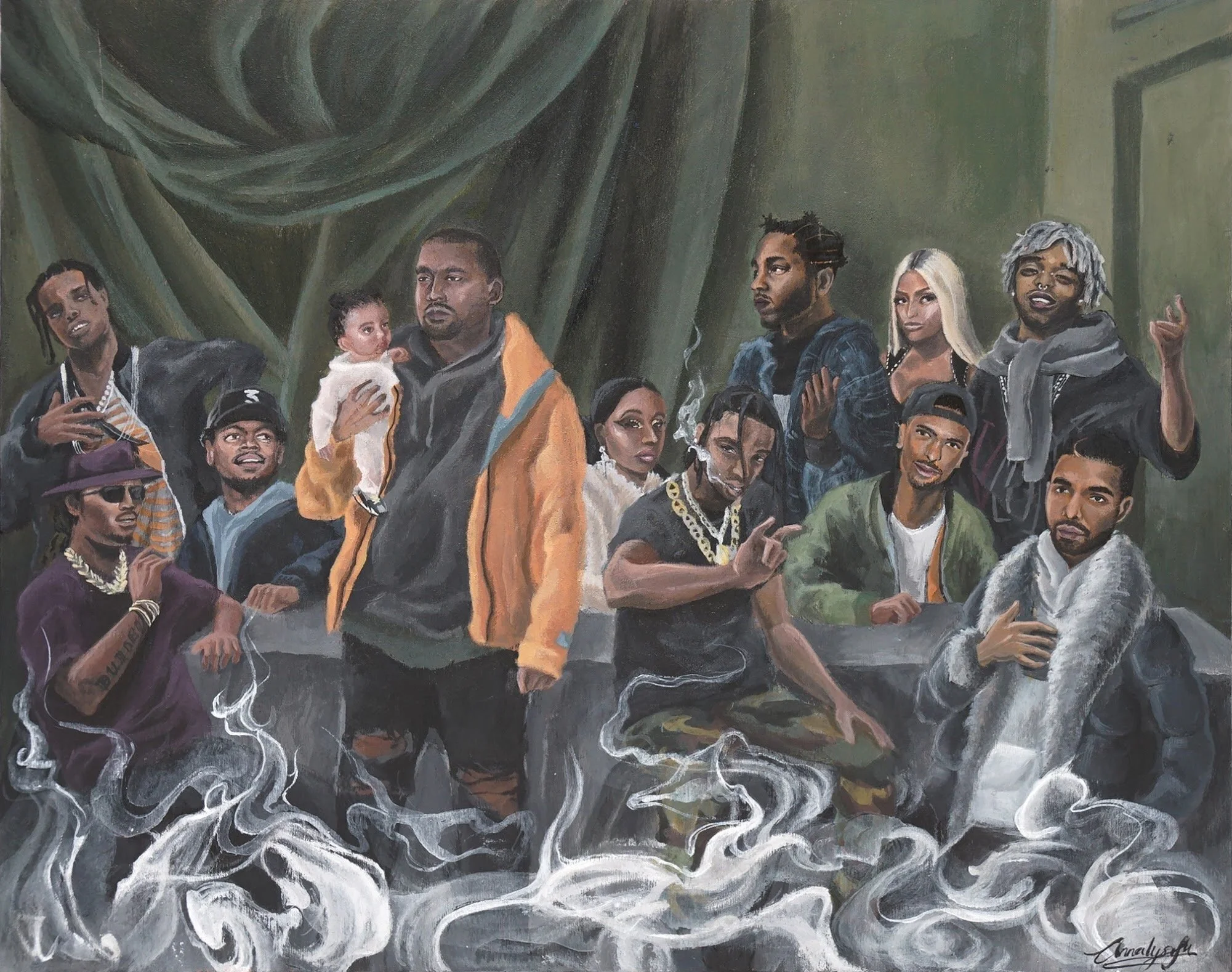 Banquet of the Officers of the St Modern Hip-pop Culture in America 2018, Acrylic on Wood, 2018