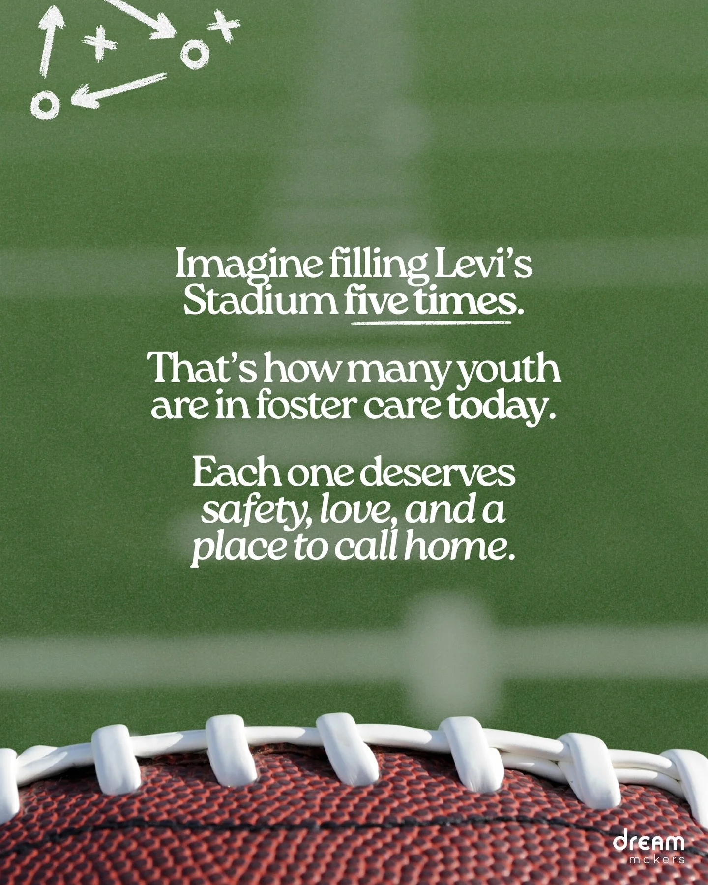 While we&rsquo;re watching the Super Bowl today, let&rsquo;s not forget about the foster care crisis happening in our own communities.

🏟️ 5 Levi&rsquo;s Stadiums. Over 350,000 kids in foster care. 🏈 23,000+ age out every year with no one in their 