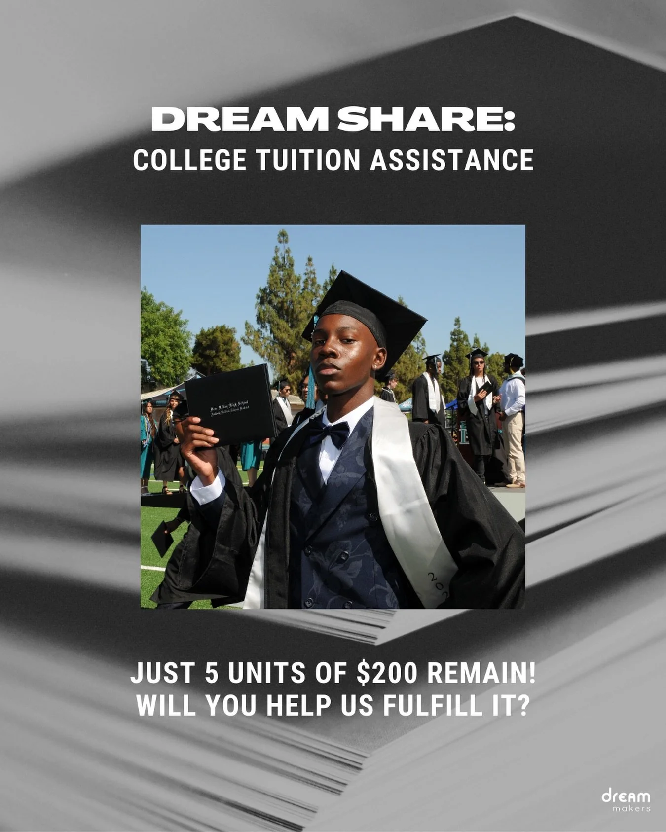 We&rsquo;re just 5 units of $200 away from helping Daywan start college!

After growing up in foster care and recently stepping into independence, he&rsquo;s ready to pursue his degree in computer science and build the future he&rsquo;s worked so har