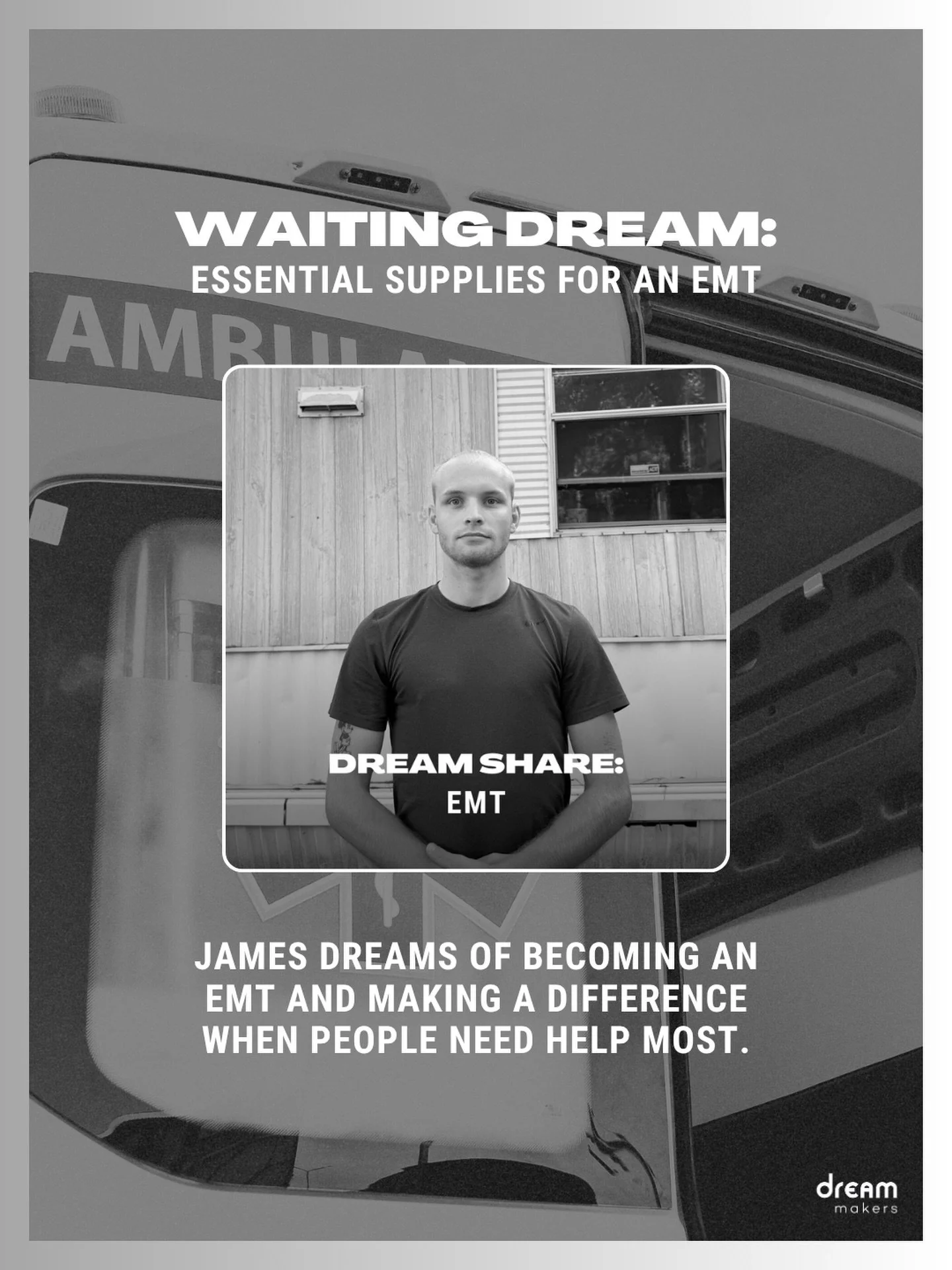 Dream Share brings our community together to make dreams possible for youth who have aged out of foster care.

James dreams of becoming an EMT and being there for people when they need someone most. 🚑

After spending eight years in foster care, Jame