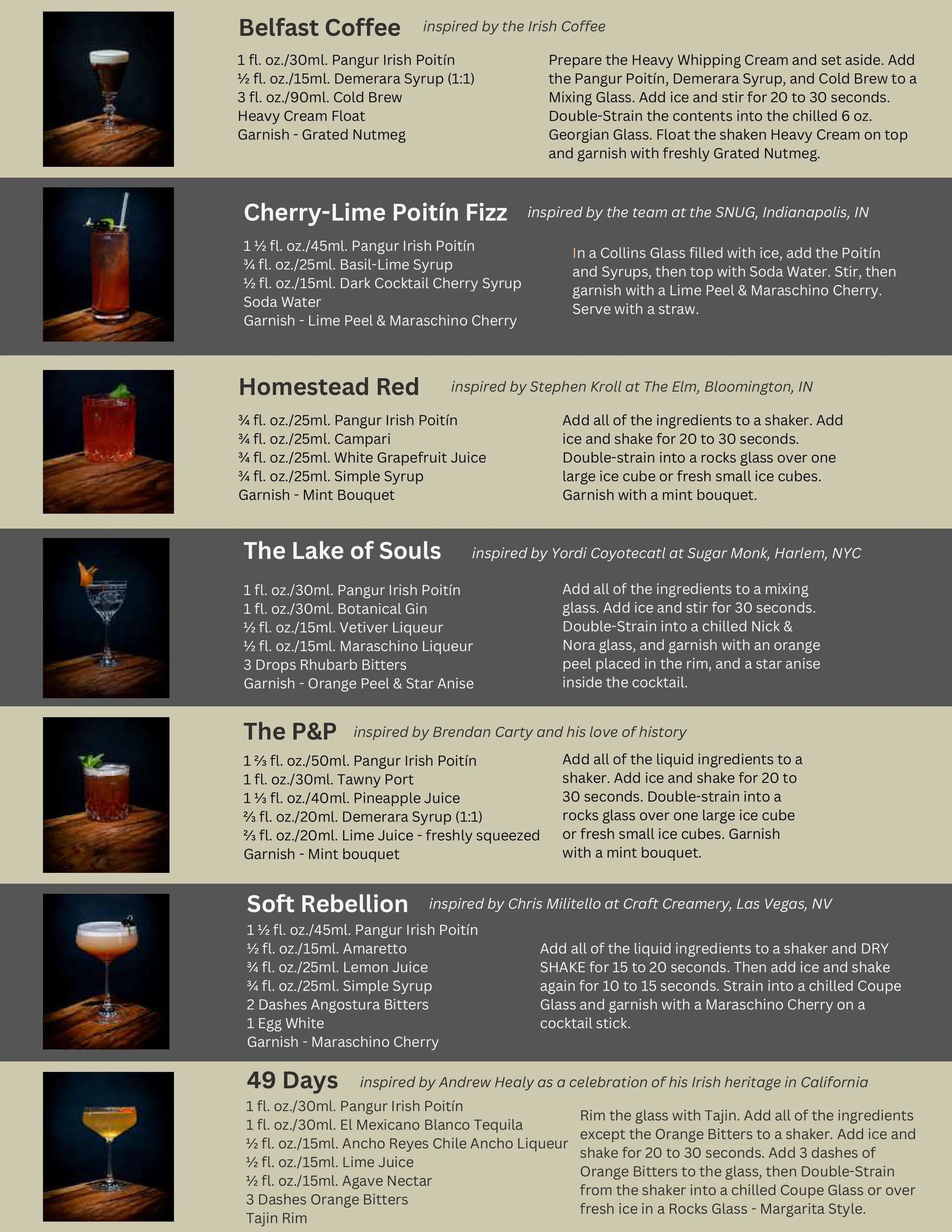 Killowen Pangur Poitín Info &amp; Recipes 2 Pager - CLICK TO DOWNLOAD