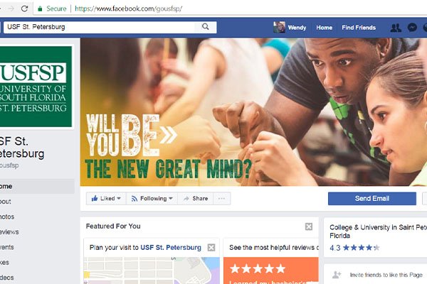 Facebook and social media branding for university