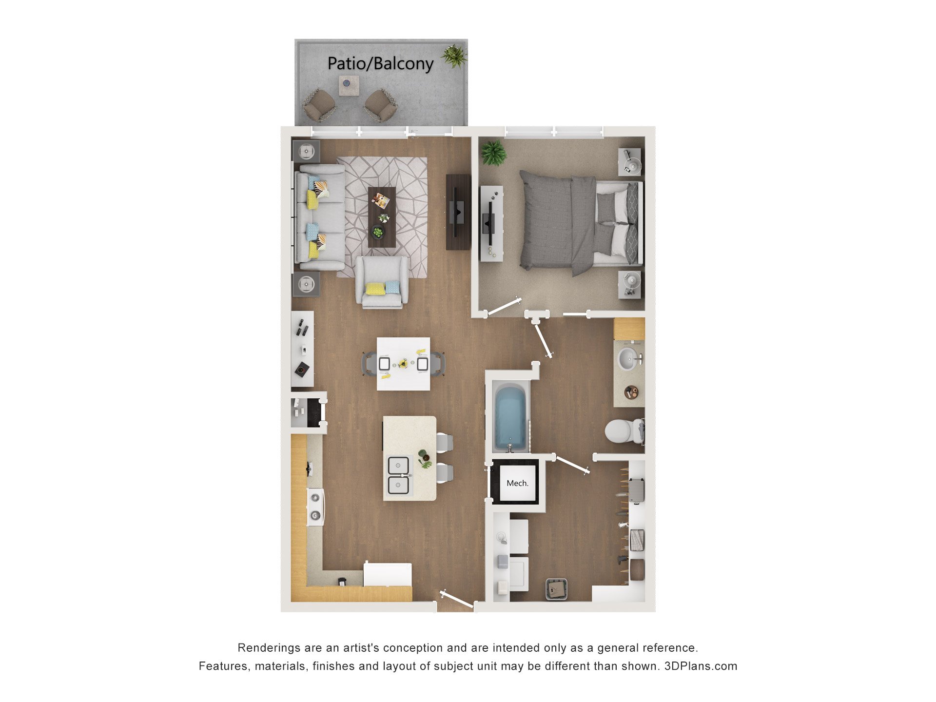 1 Bed | 1 Bath |  | 653 Sqft