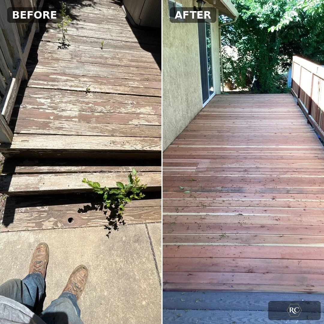 Before and after deck and ramp rebuild in Sacramento, CA