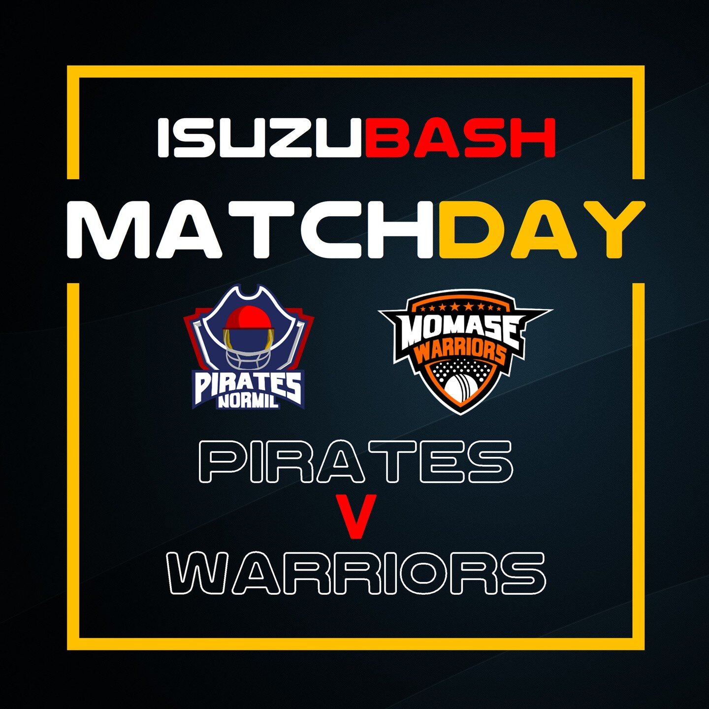 MEN'S ISUZU T20 BASH

ROUND 1 

NORMIL PIRATES 🆚 MOMASE WARRIORS

Pirates won the toss and elected to bowl
WED 01 JUNE | 9:30 AM

AMINI PARK

LIVE STREAM: https://www.youtube.com/watch?v=31qS4KGk0e4
LIVE SCORE CARD: https://matchcentre.cricketpng.or