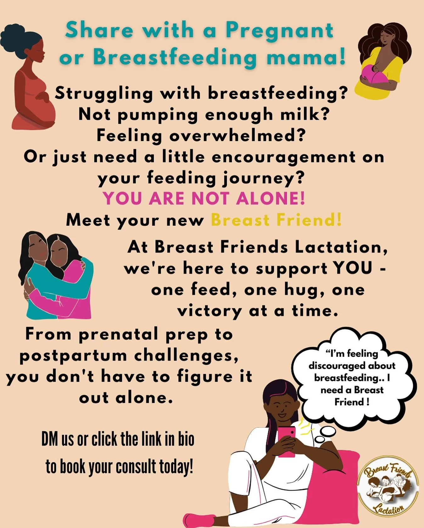 Got boobs, a baby, and a bunch of questions? 😅💦
Whether you&rsquo;re leaking, latching (or not), or just losing it a little &mdash; we&rsquo;ve got you, mama! 💁🏽&zwj;♀️💕
Meet your new Breast Friend 🤱🏾
Here to help with all things milk, mess, a