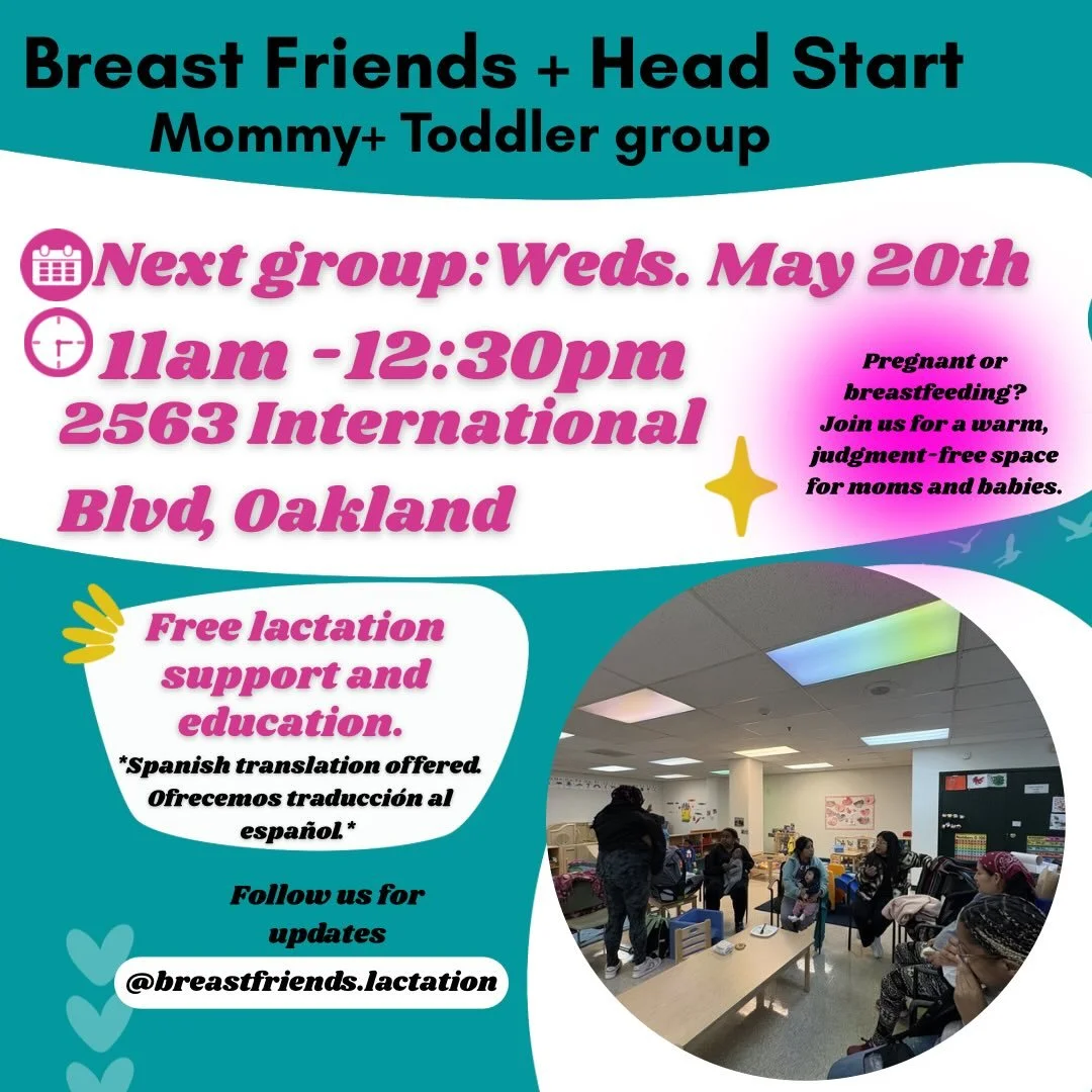 Join us for our next Breast Friends + Head Start Mommy + Toddler Group for connection, community, and free lactation support in a warm, judgment-free space 💕
📅 Wednesday, May 20
⏰ 11AM&ndash;12:30PM
📍 2563 International Blvd, Oakland
✨ Free lactat