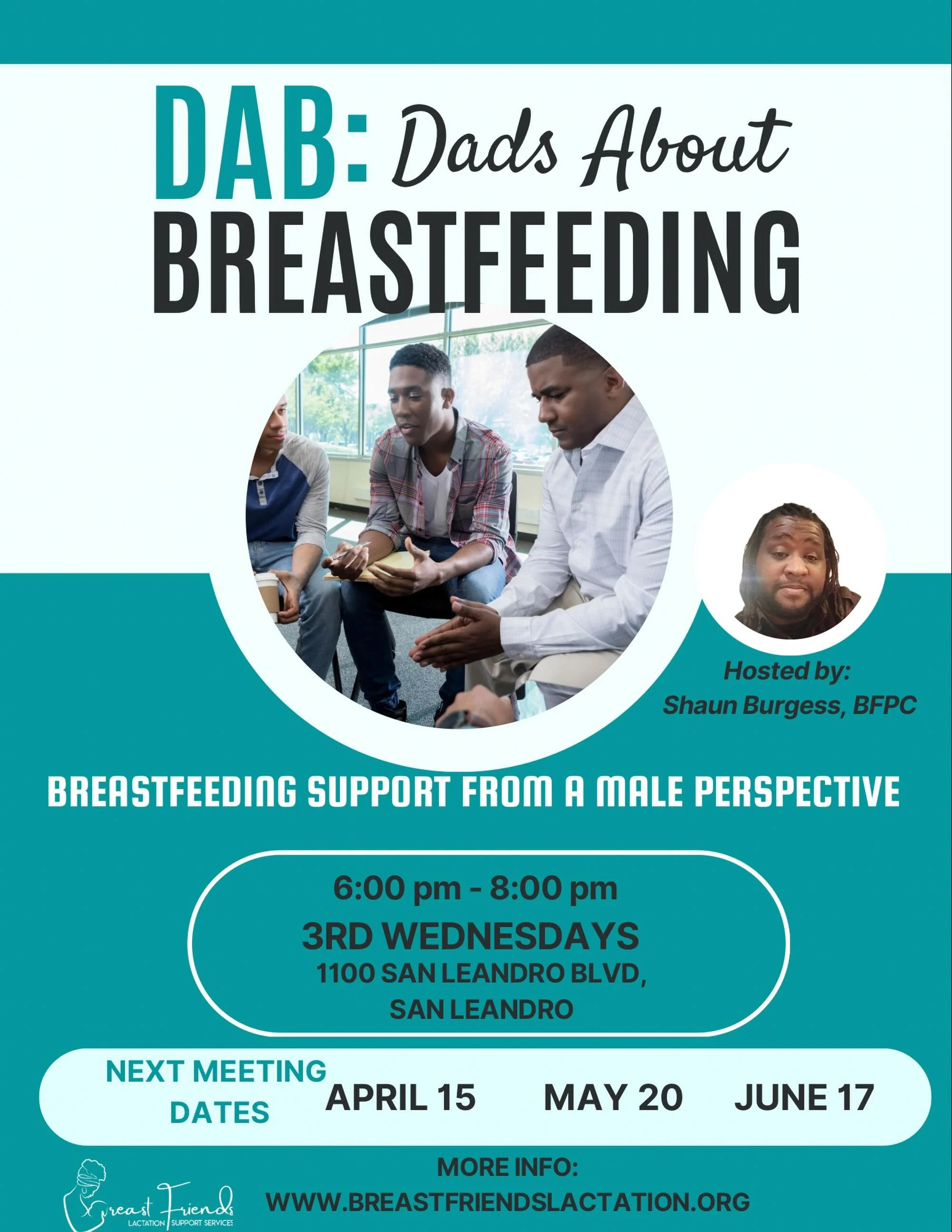 Dads, this one is for you. 💙

This Wednesday, May 20th, join us for DAB (Dads About Breastfeeding) in San Leandro&mdash;a space created for fathers, partners, and support people to learn how to better support their breastfeeding families from a male