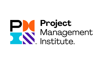 Logo de Project Management Institute (PMI). Presenta un ícono geométrico multicolor con formas negras, naranjas, azules y moradas, acompañado del texto “Project Management Institute” en negro.