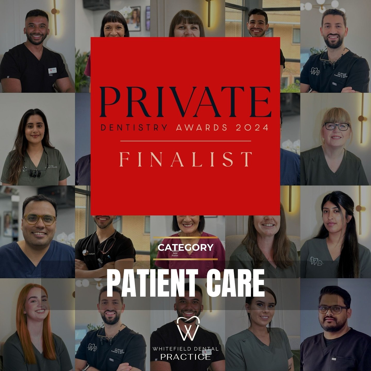 We are so thrilled to announce the we have been shortlisted for 9 awards for the #PrivateDentistryAwards24 in London! 

 Category: Patient Care 

Patient care is at the forefront of everything we do at Whitefield Dental and we are so grateful our tea