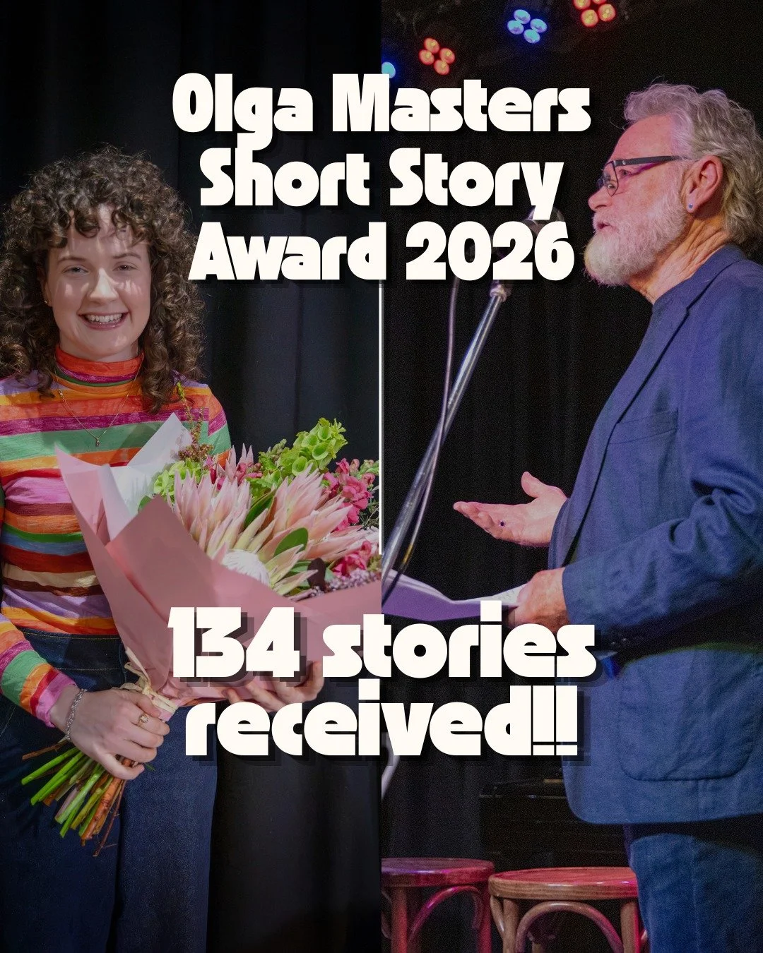 134 STORIES! 🎉📚

We&rsquo;re thrilled to have received 134 entries for the 2026 Olga Masters Short Story Award &mdash; one of our biggest responses ever.

Thank you to every writer who entrusted us with their work, and to our partners at the South 