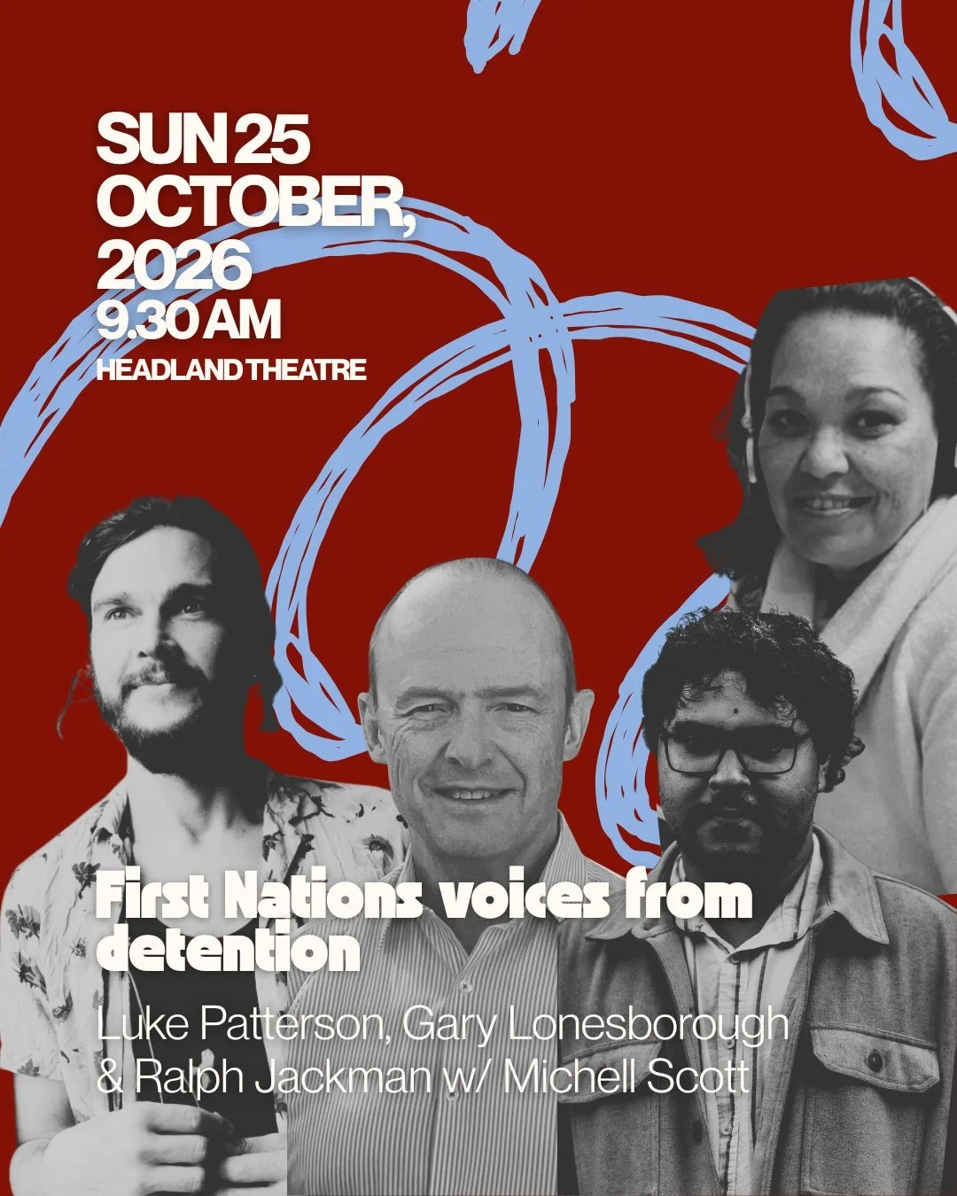 Around three in five young people aged 10&ndash;17 incarcerated in Australia are Aboriginal.

Behind these statistic are real young people, families and communities &mdash; and stories that must be heard.

Join Luke Patterson, Gary Lonesborough, Ralp
