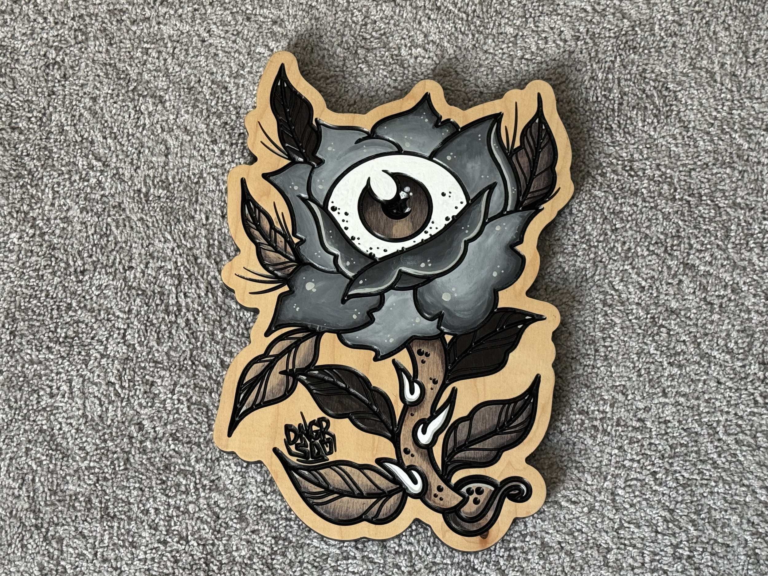 "Grey Rose & Thorns"