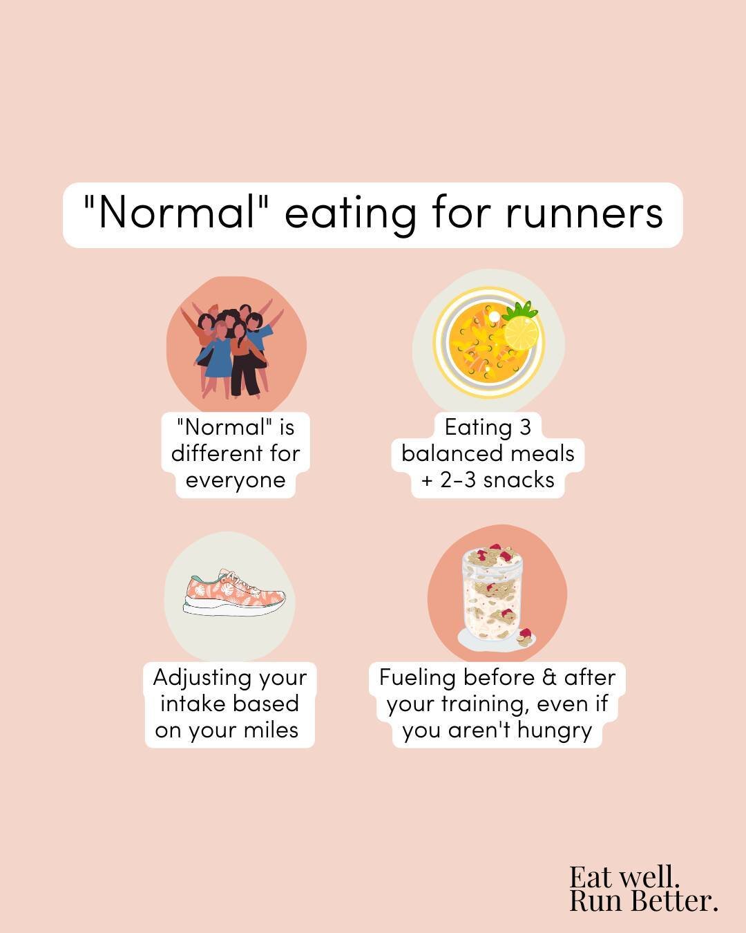 Have you ever said to yourself, &ldquo;I just want to eat like a normal person&rdquo;?🧍

👉🏼 Well&hellip; normal looks different for everyone. 

And it looks different for every runner. 🏃🏼&zwj;♀️

What your body needs to perform at your best isn&