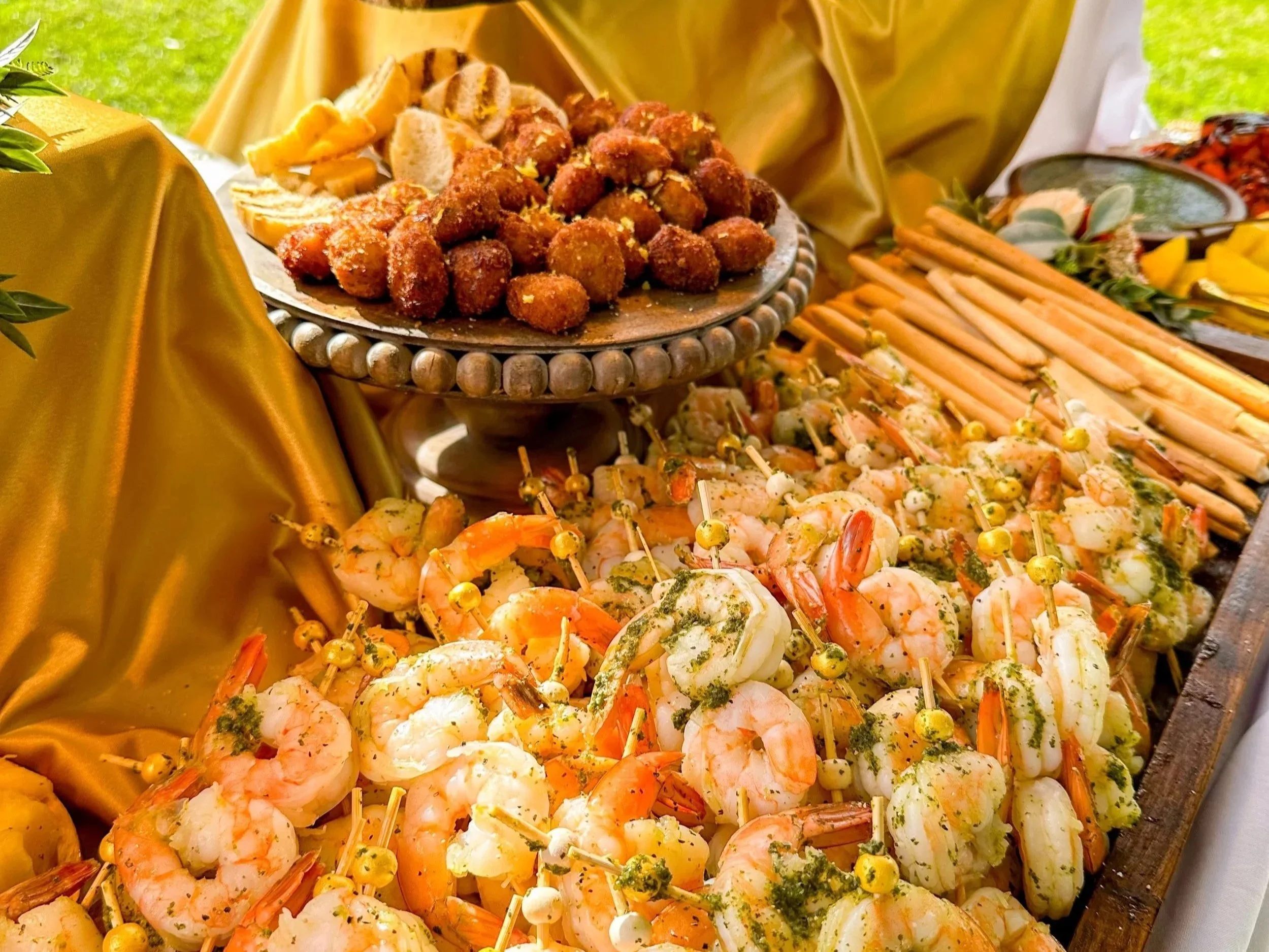 Gourmet catering station for corporate event