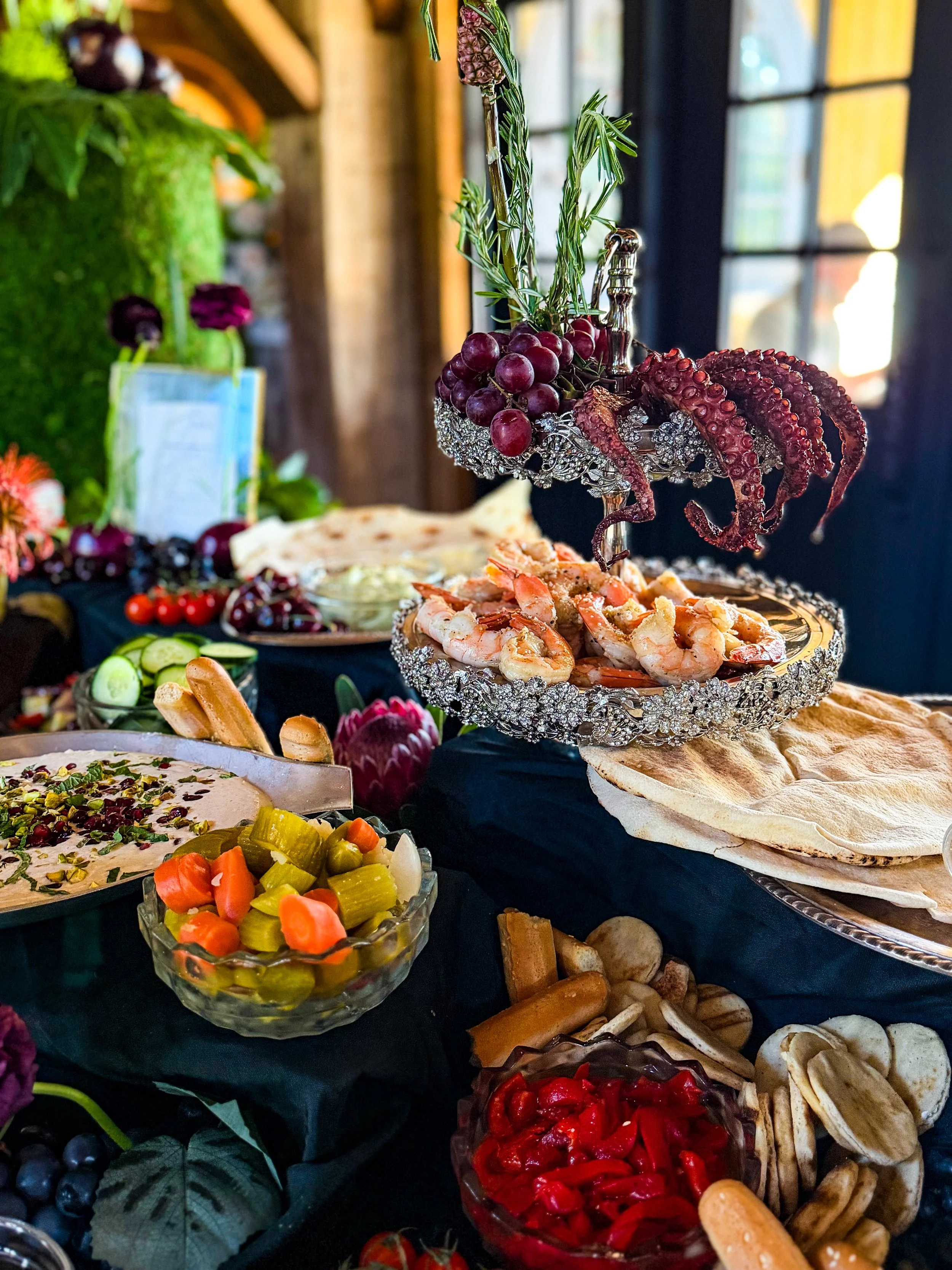 Luxury catering team at wedding reception