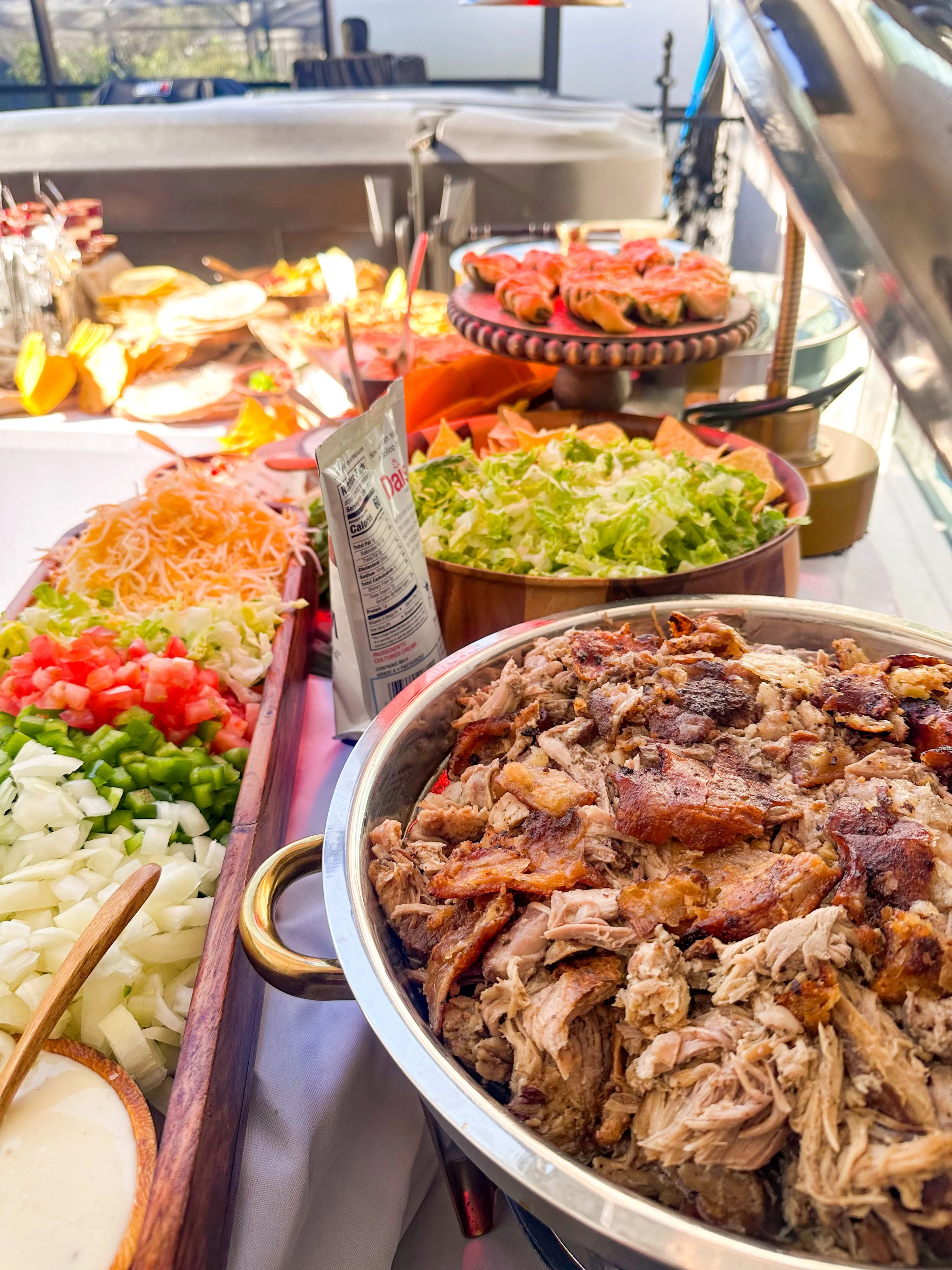 Interactive food station at wedding
