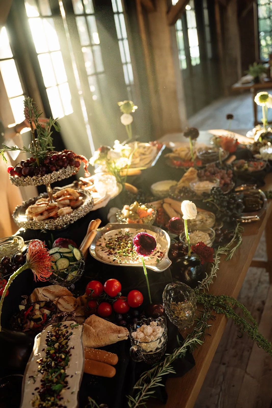 Gourmet catering station for corporate event