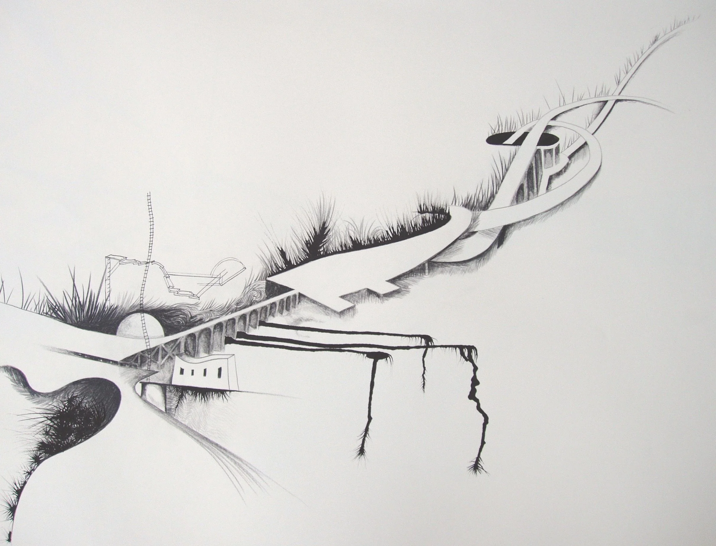 4 a.m., 2005, colored pencil, ink, 18 1/2” x 30”