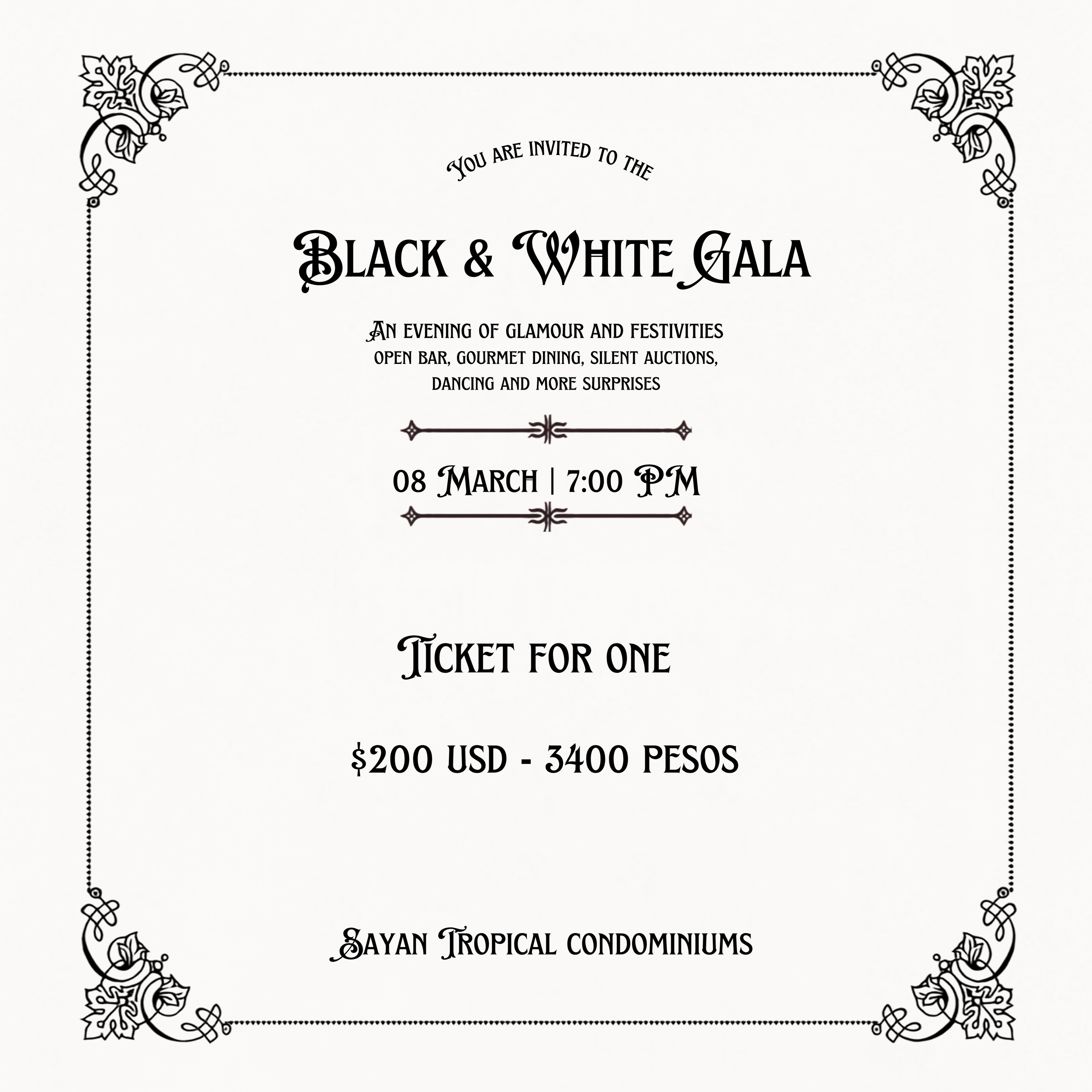 BLACK & WHITE GALA - FOR ONE