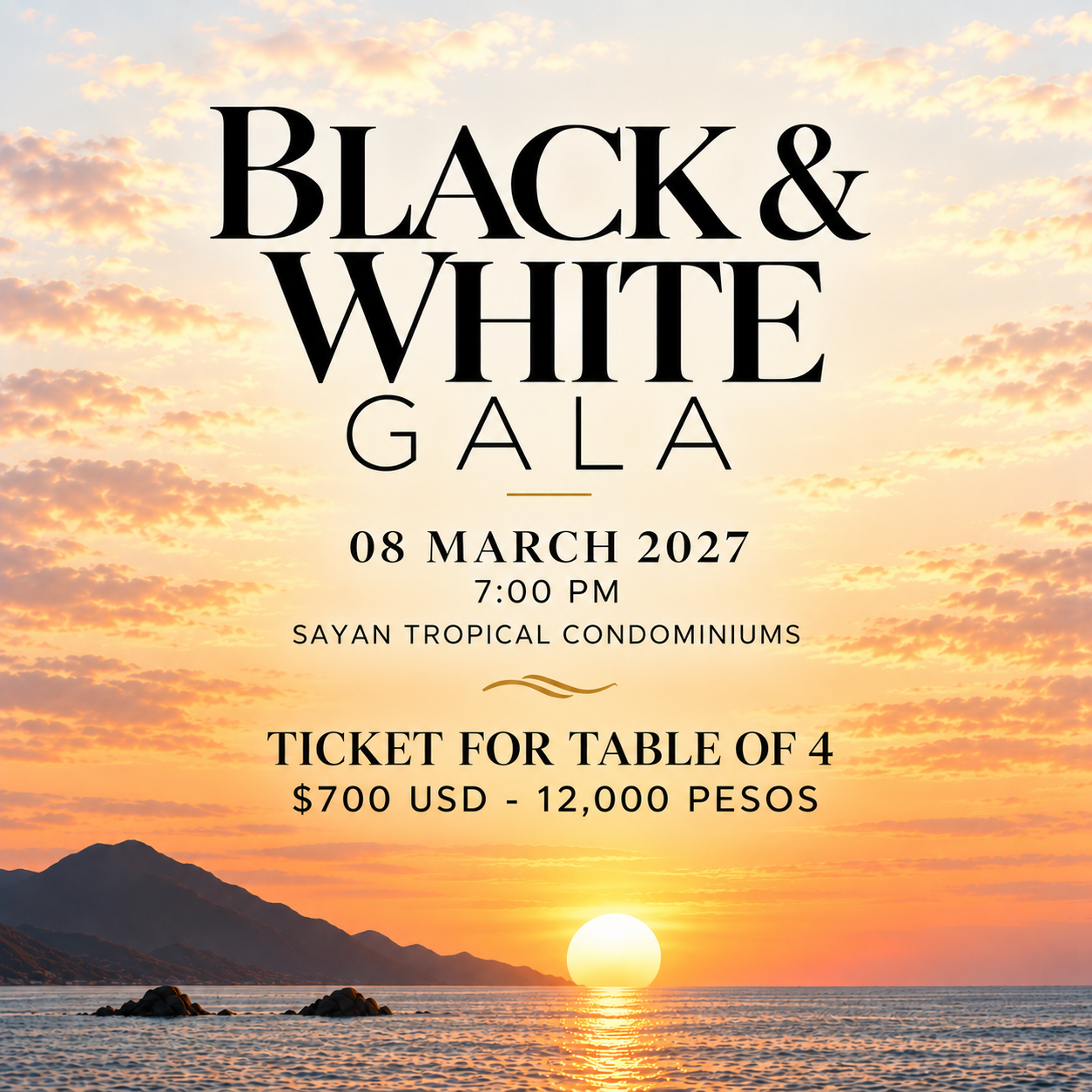 BLACK & WHITE GALA - TABLE OF 4 ($100 USD discount)