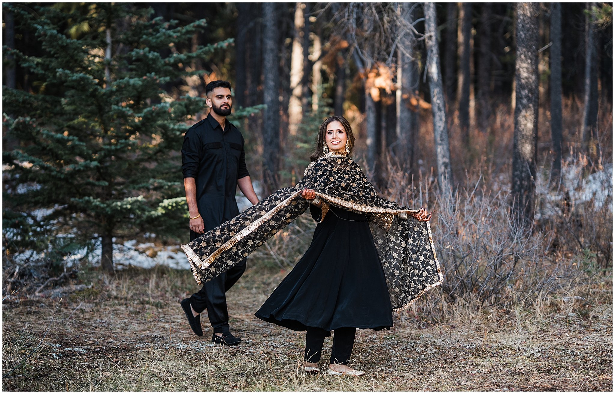 Aikum &amp; AK’s Engagement session In Banff | East Indian Engagement Session
