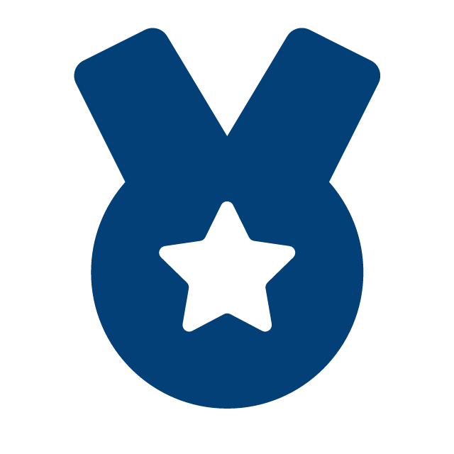 Blue award ribbon with a star in the center