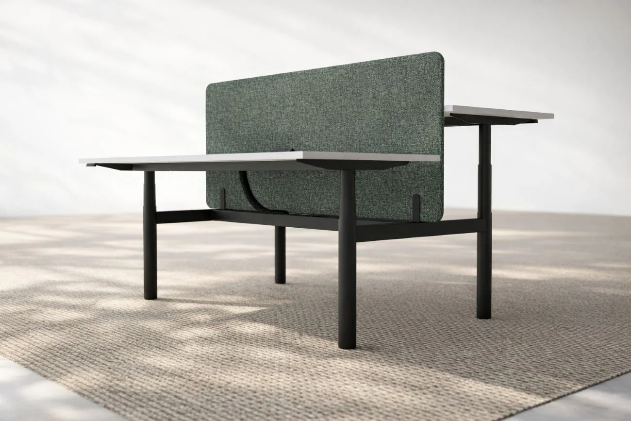 Orb B2B Desk black with green fabric partition.jpg