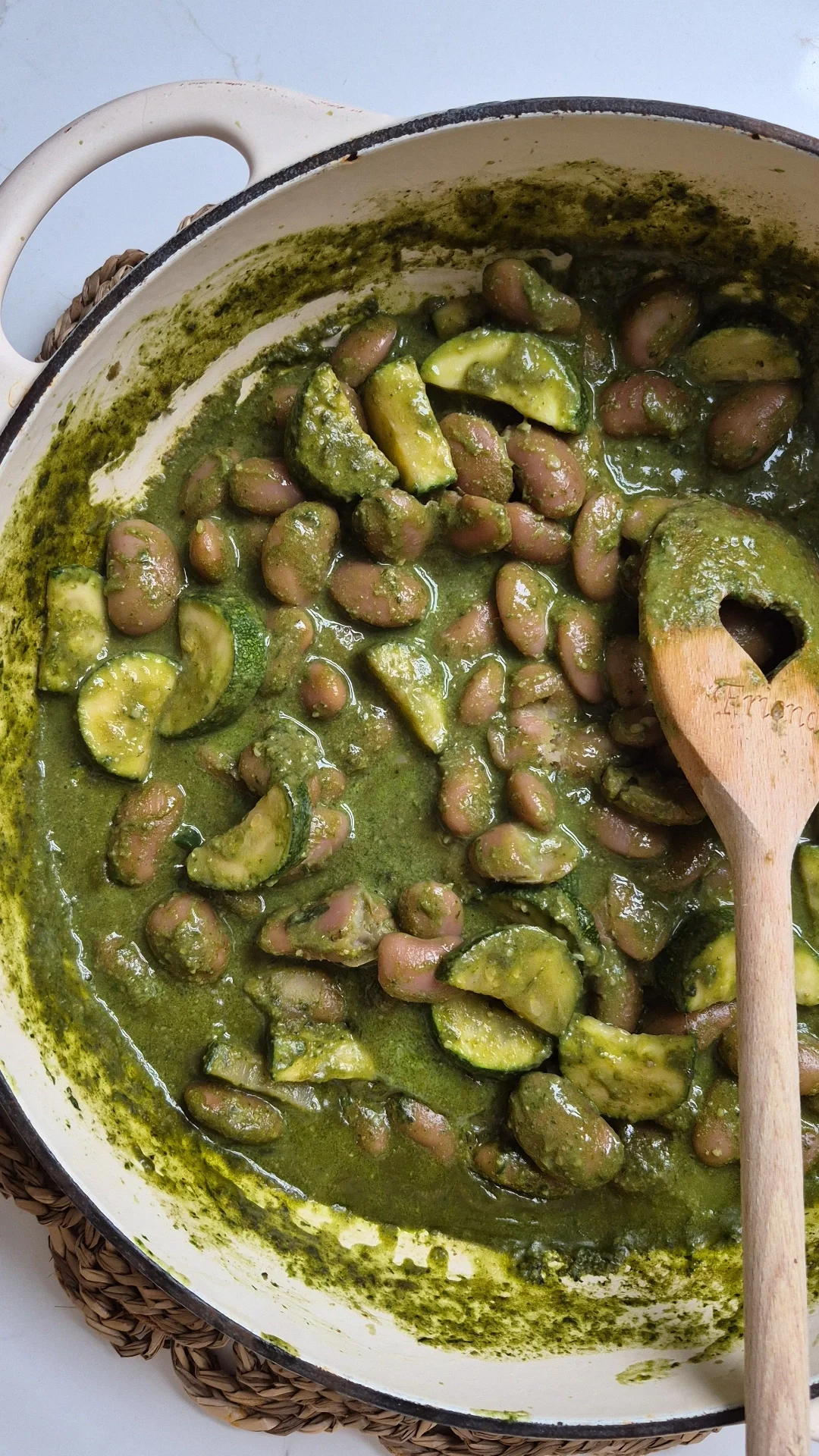 Wild Garlic pesto butterbean stew
