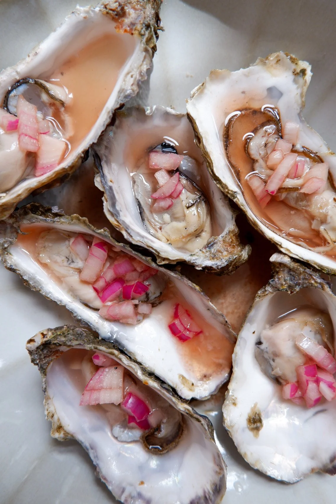 Skin food: Oysters in a simple red vinaigrette