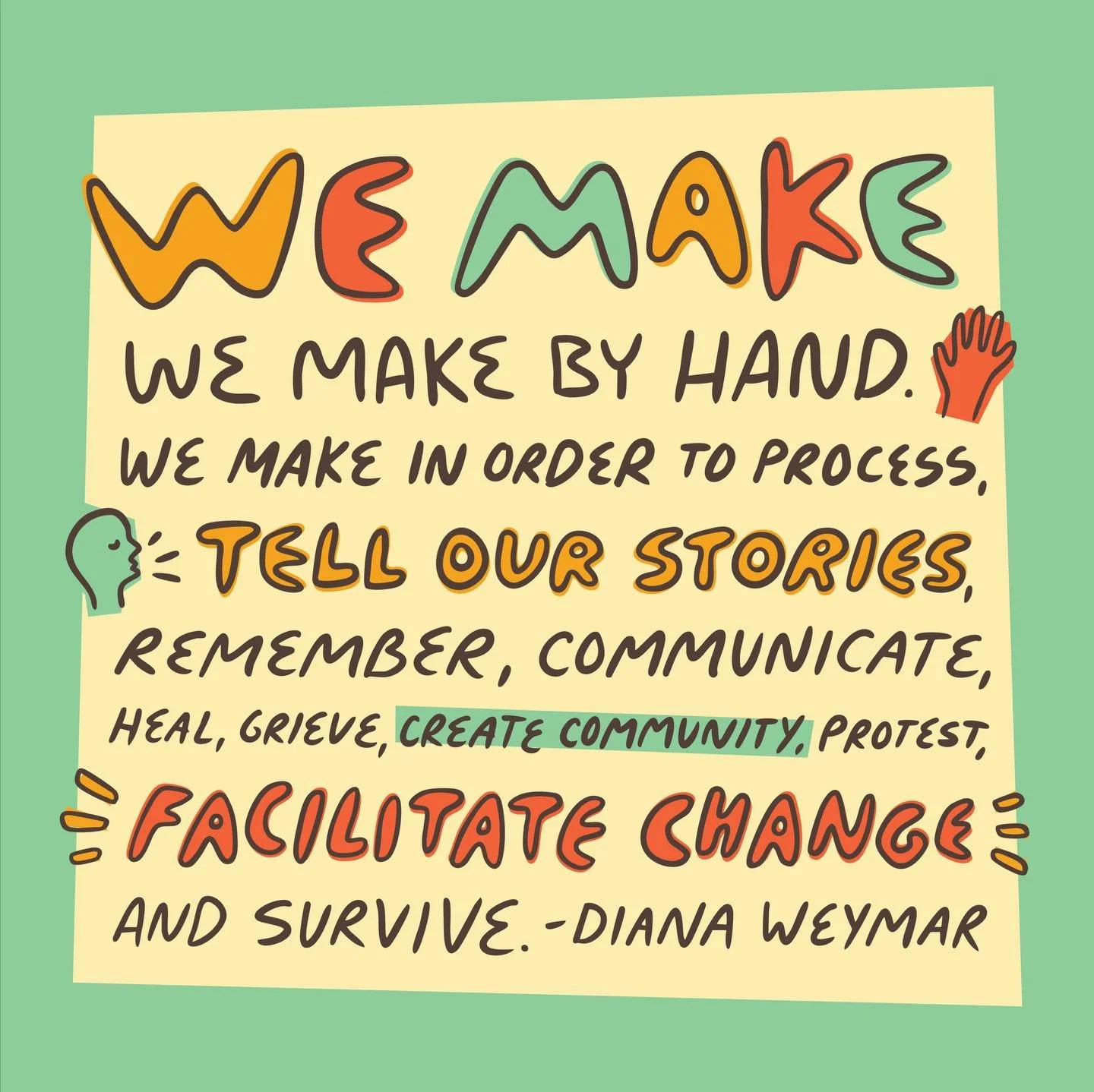Maybe the simple act of creating can add a little bit of light into this time of darkness💛 An excerpt from Diana Weymar&rsquo;s book &ldquo;Crafting a Better World&rdquo;

Thank you ladyfingersletterpress for offering a safe place to create!