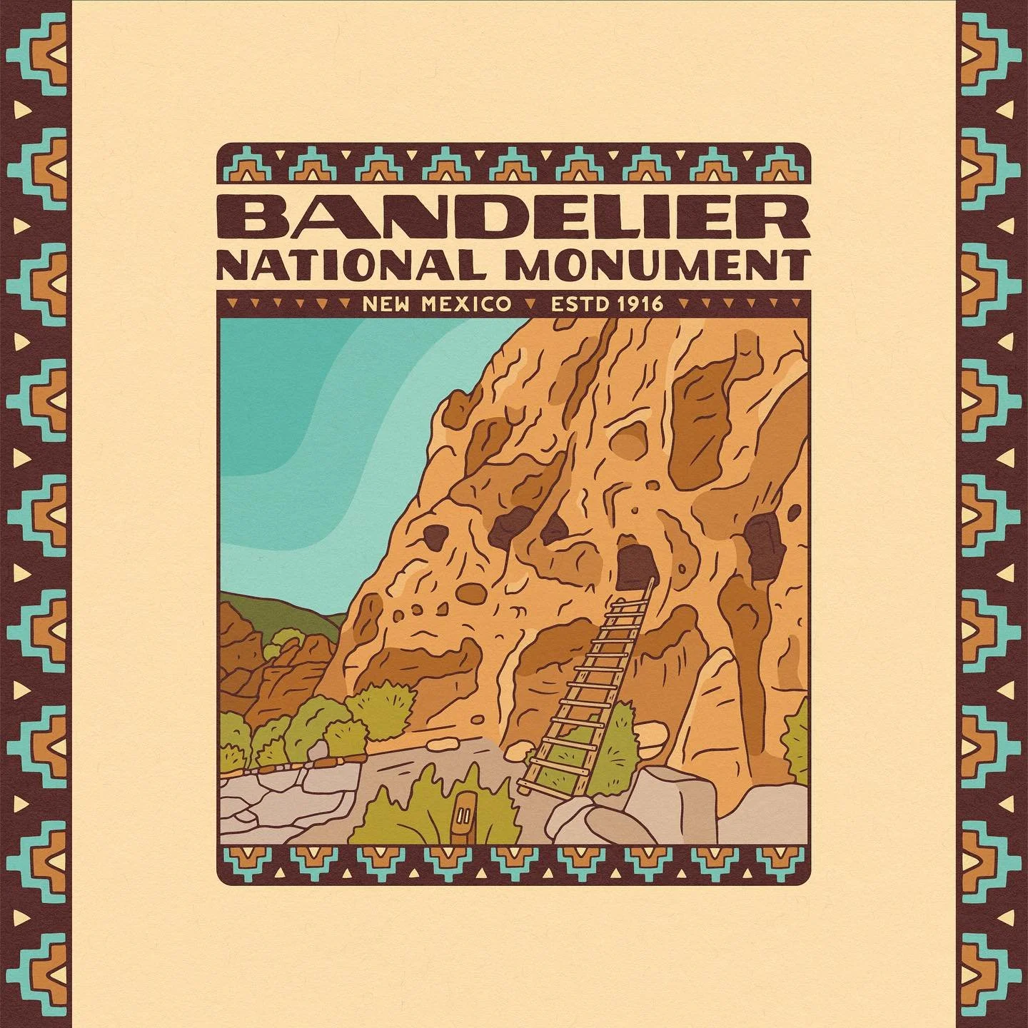 A t-shirt design created for an outfitter in New Mexico ☀️ 
.
.
.
#travelingbeardesign #graphicdesign #illustration #illustree #natureillustration #bandeliernationalmonument #newmexico