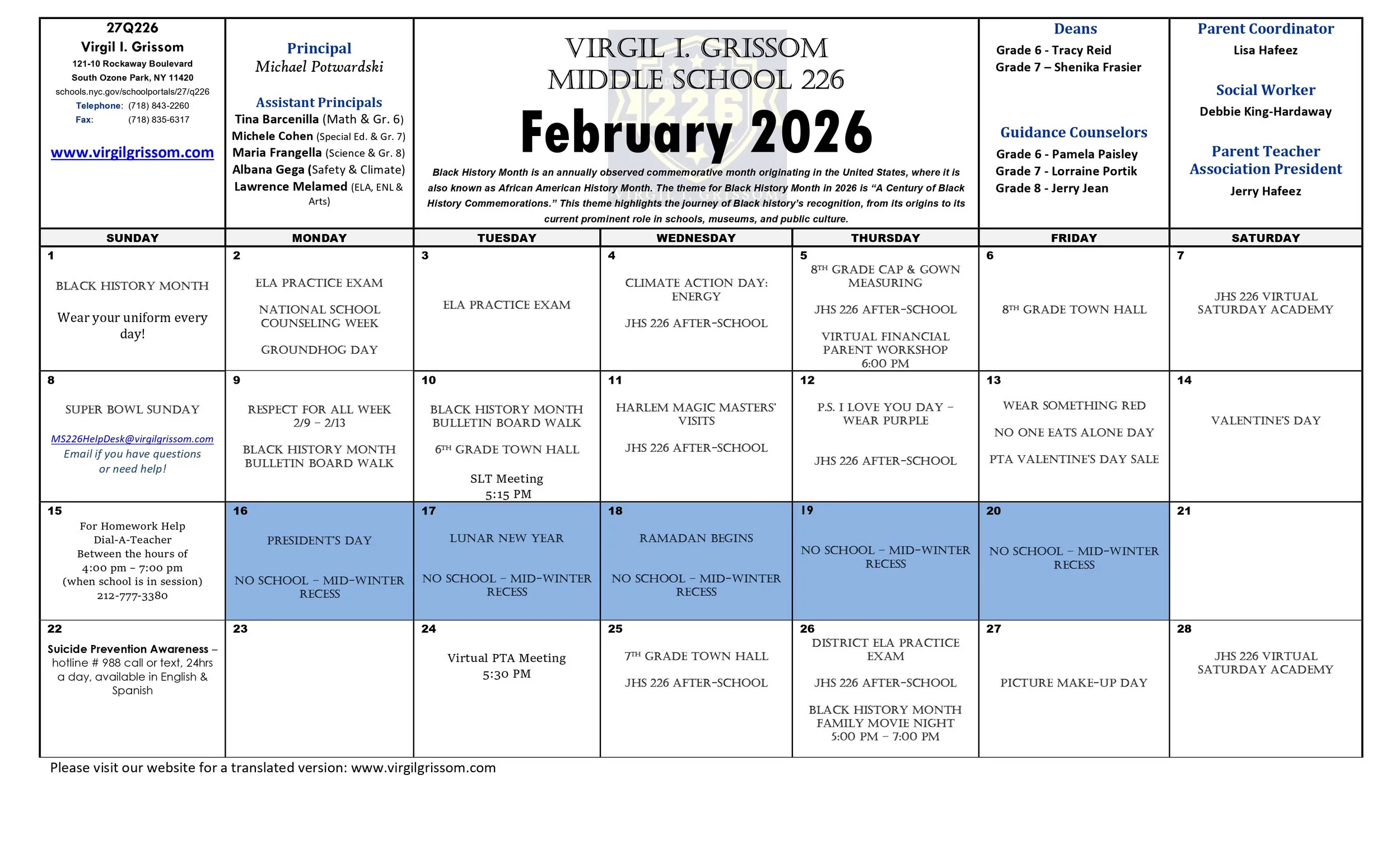 February 2026 Calendar