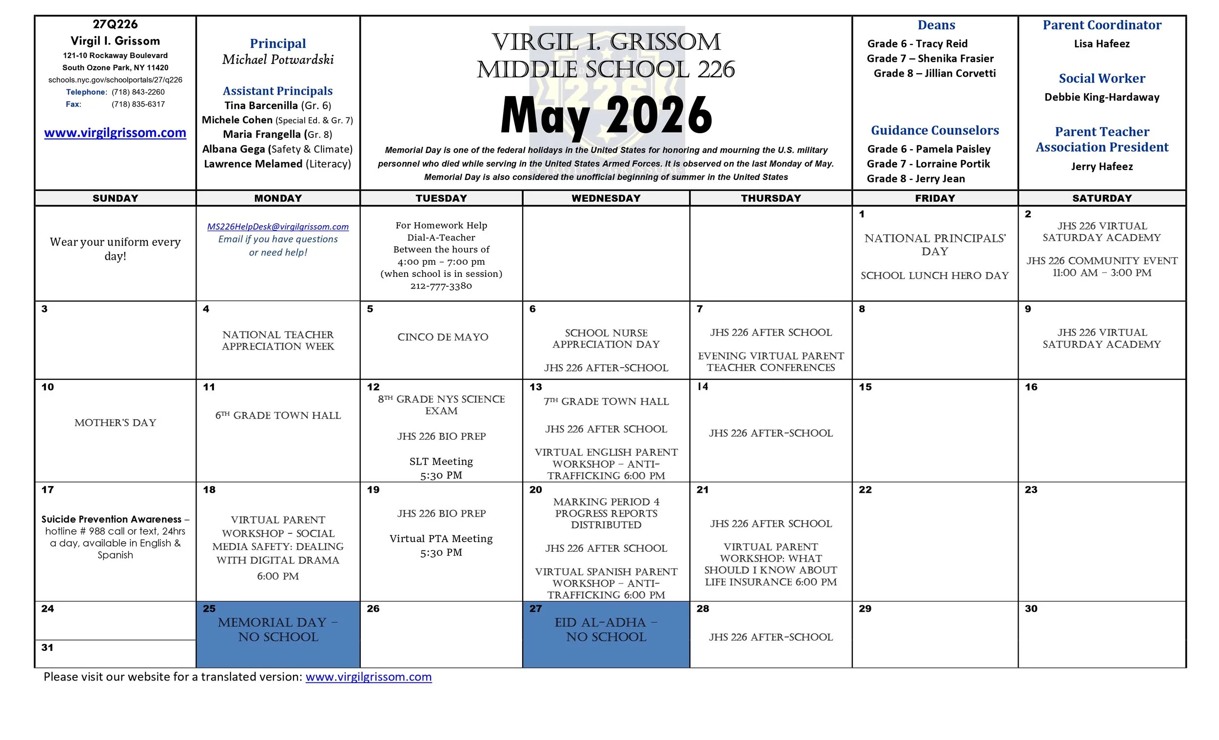 May 2026 Calendar