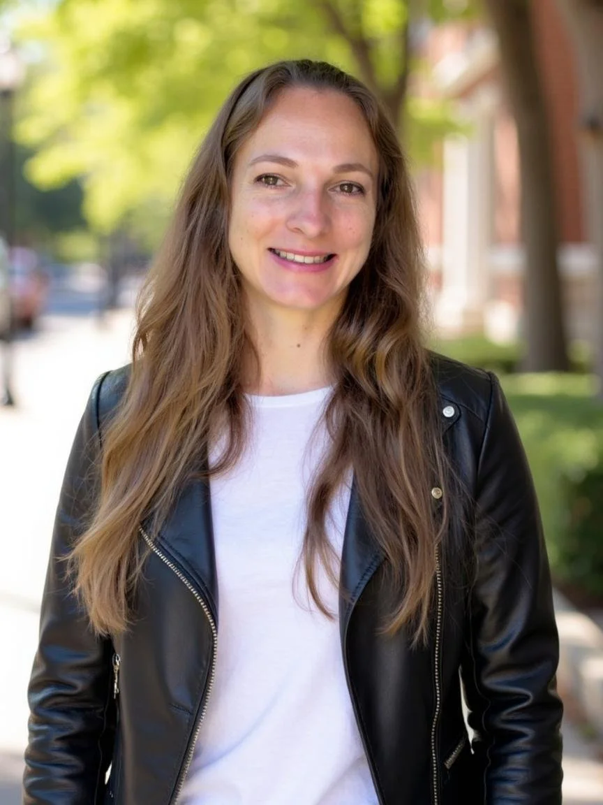 Melissa Pupo, Pinterest marketing manager for eCommerce shops, outdoors in a park