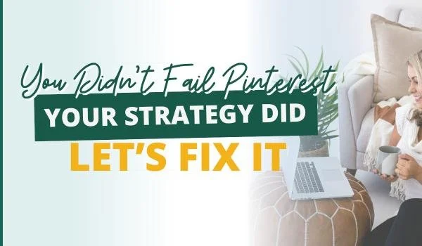 Woman sitting with laptop and coffee learning how to fix her Pinterest marketing strategy for eCommerce shops